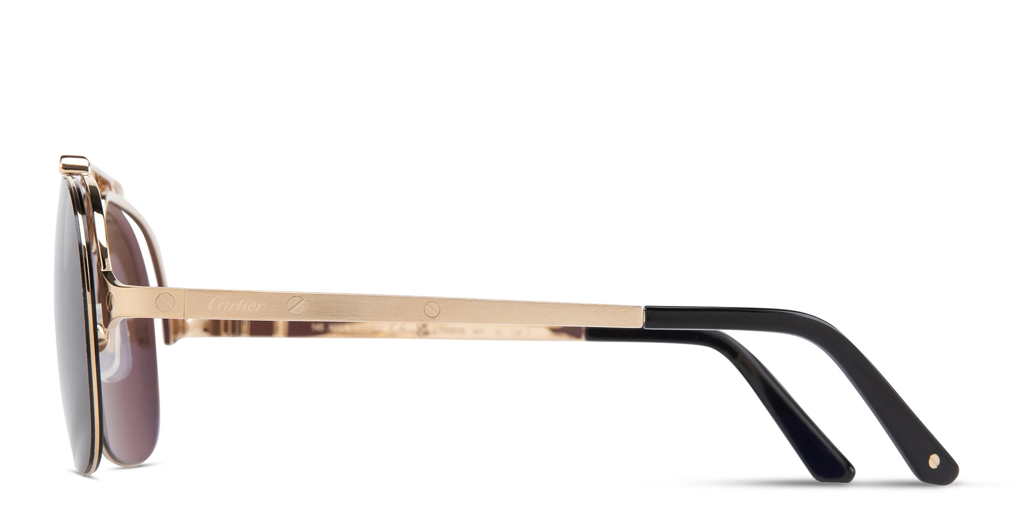 Shop Cartier Santos de Cartier Pilot Sunglasses in Gold online.
