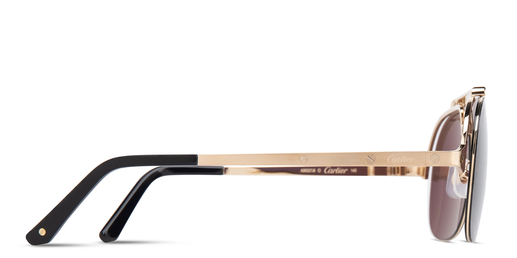 Shop Cartier Santos de Cartier Pilot Sunglasses in Gold online.