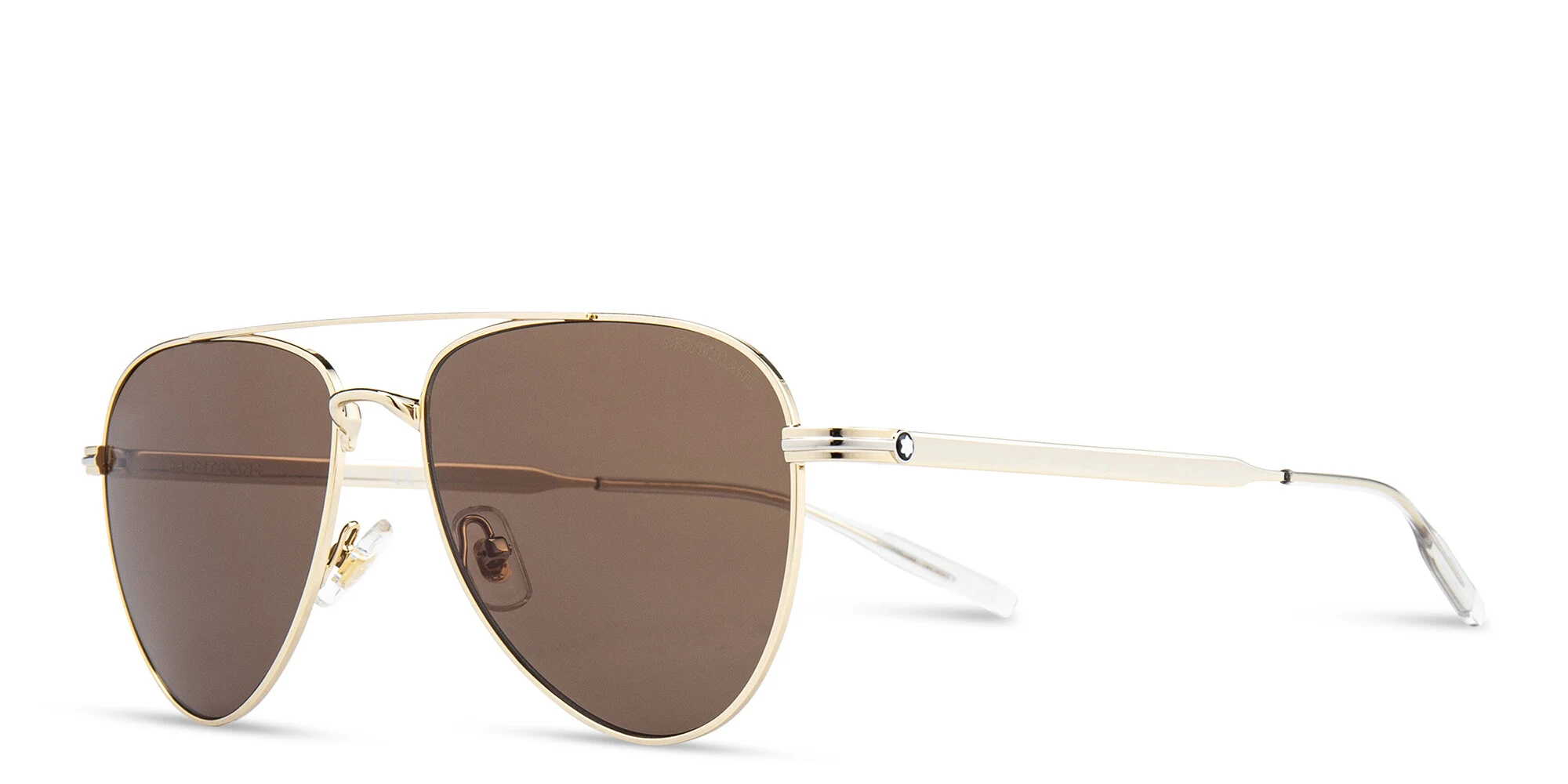 Shop MONTBLANC Pilot Sunglasses in Gold online.