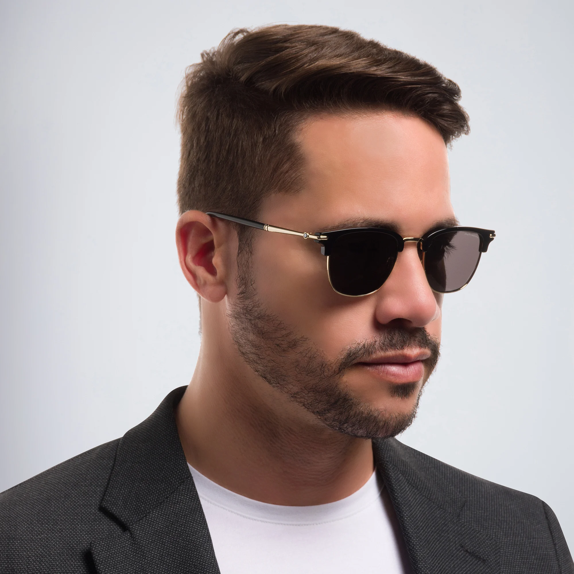 Shop MONTBLANC Square Sunglasses in Black online.
