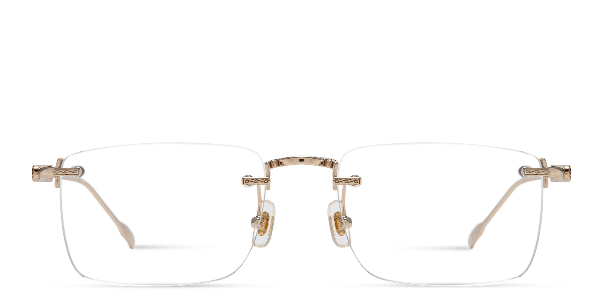 Shop MONTBLANC Rimless Rectangle Eyeglasses in Gold online.