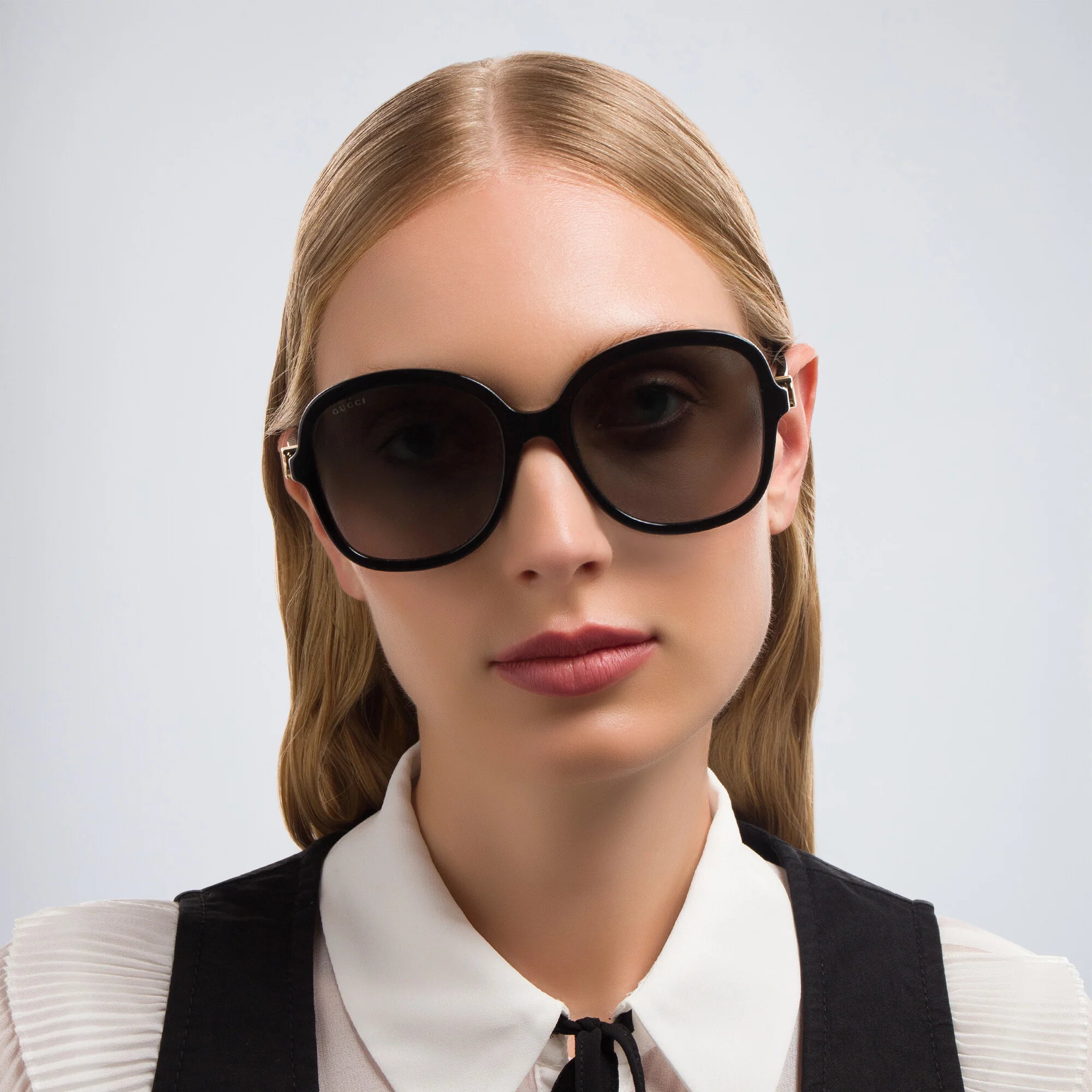Shop GUCCI Oversized Square Sunglasses in Black online.