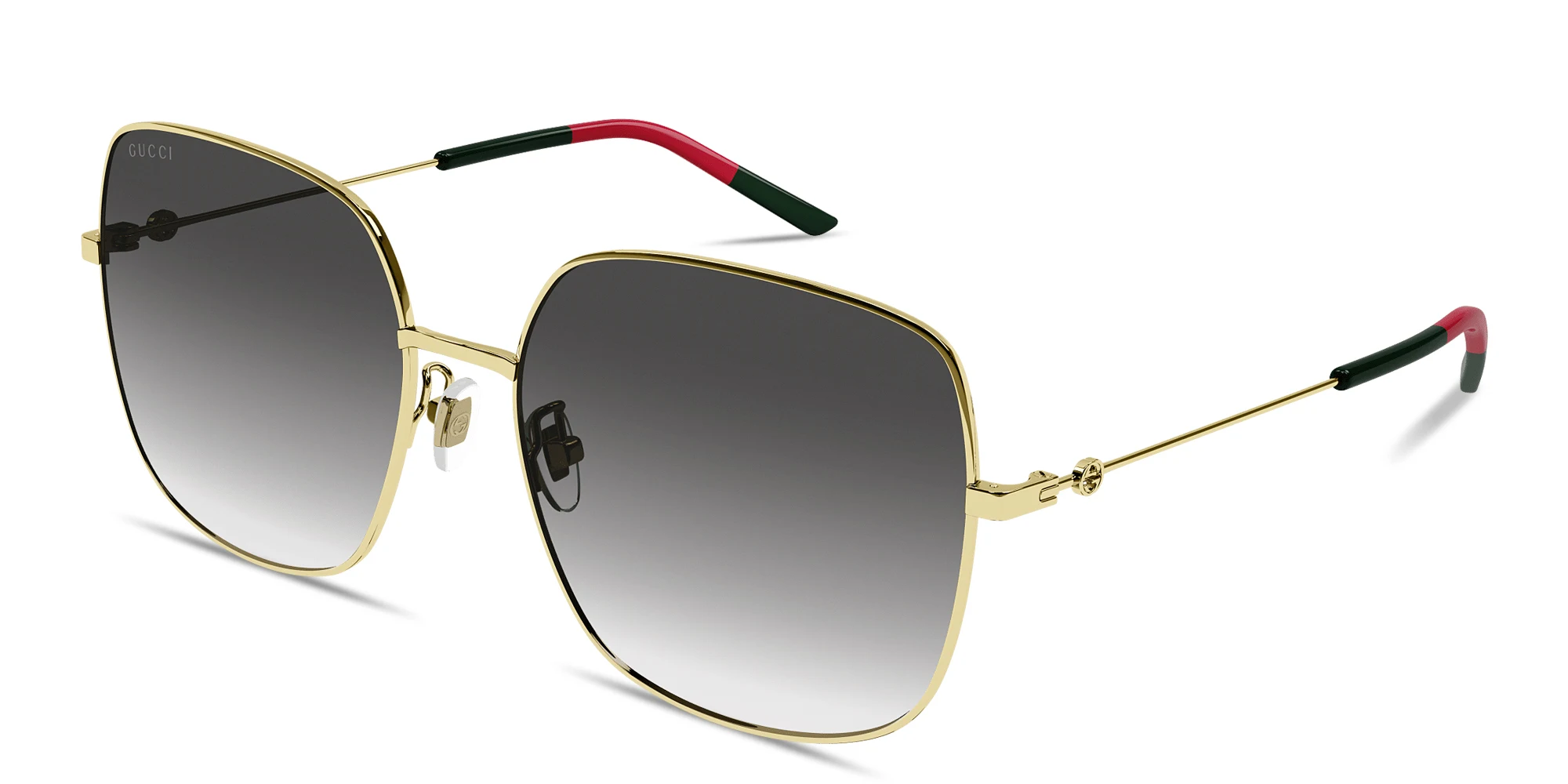 Shop GUCCI Interlocking G Oversized Butterfly Sunglasses in Gold online.