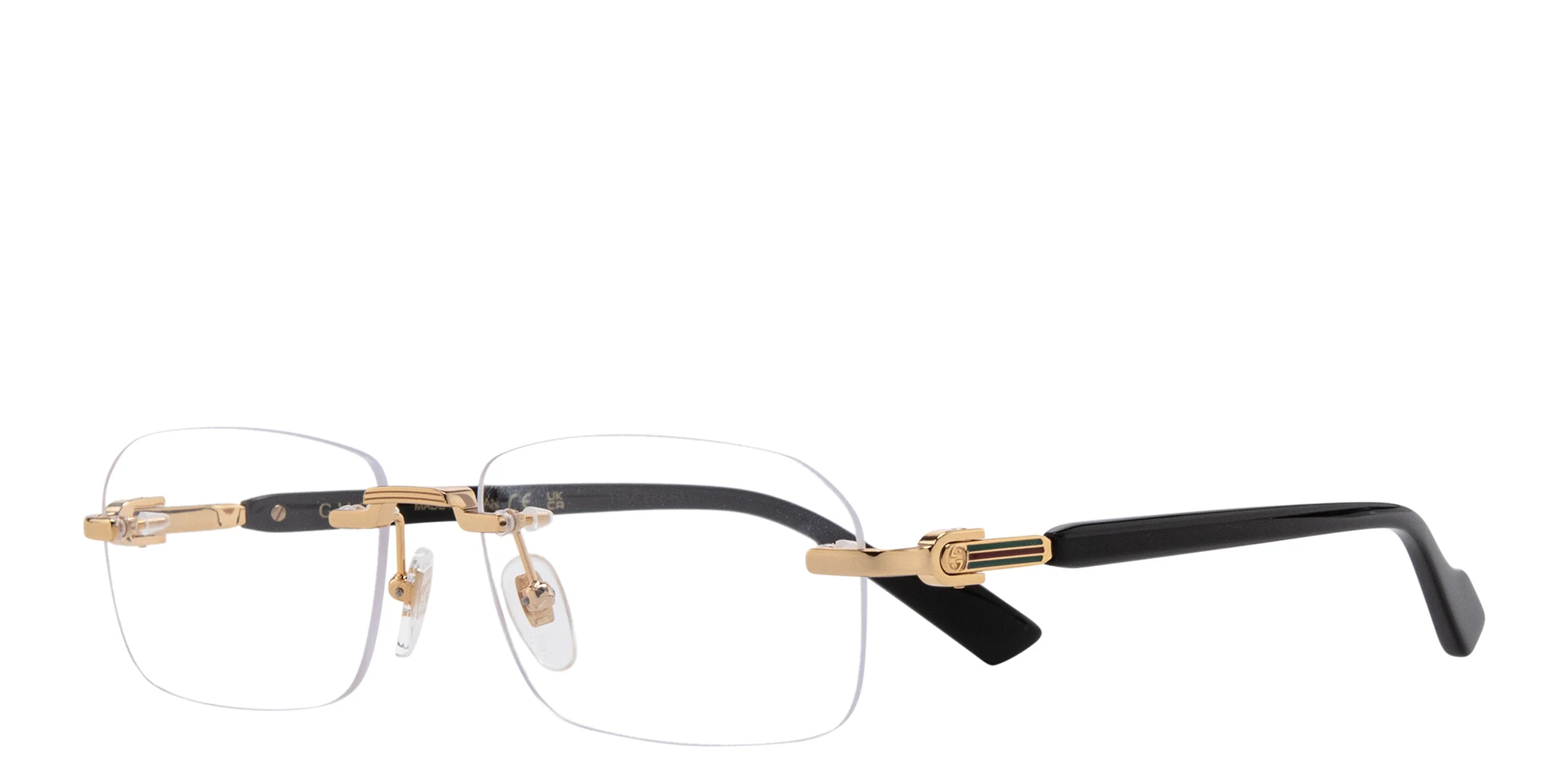 تسوق Web Wide Rimless Rectangle Eyeglasses غوتشي بلون Shiny Gold أونلاين.