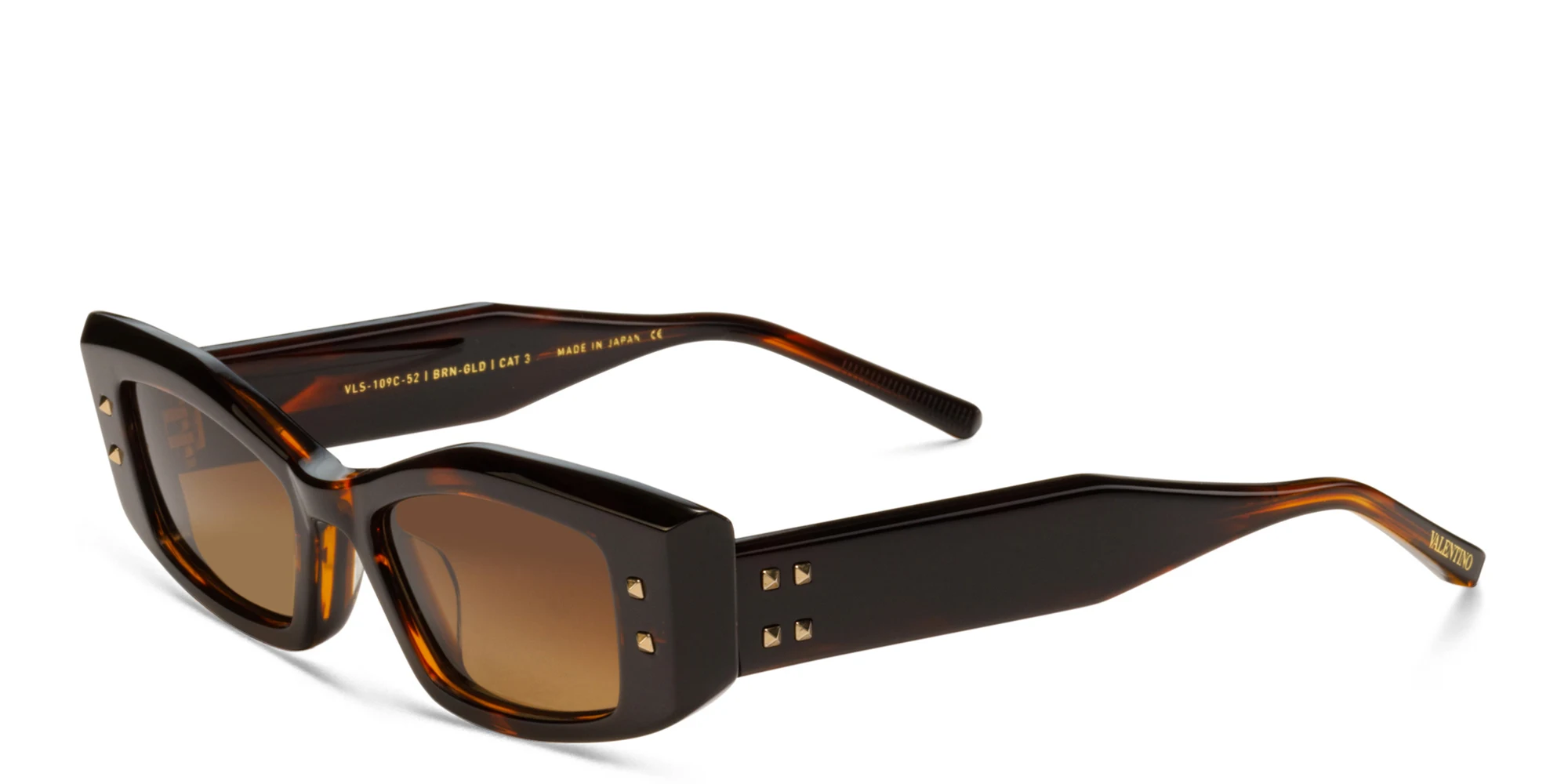 Shop VALENTINO Rectangle Sunglasses in Brown online.