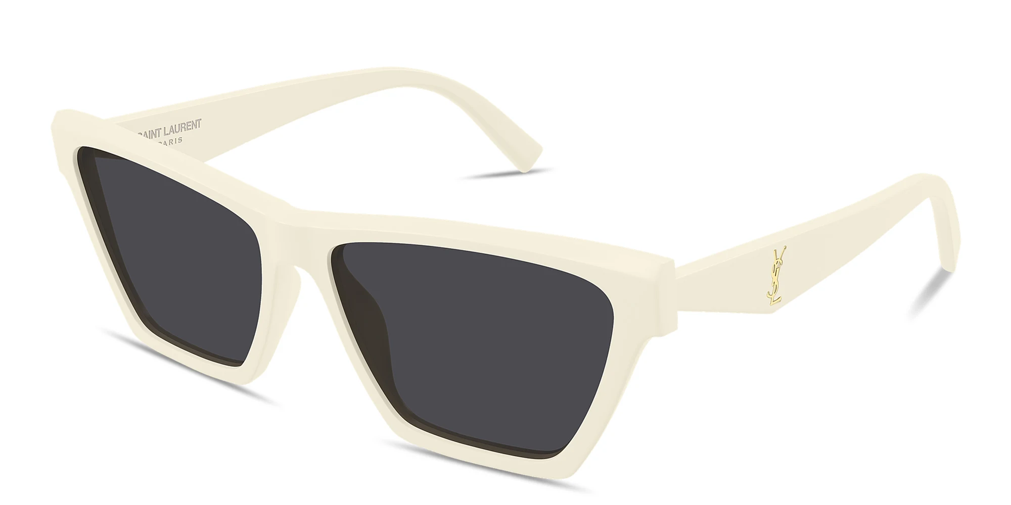 Shop SAINT LAURENT YSL Logo Cat-Eye Sunglasses in Ivory online.