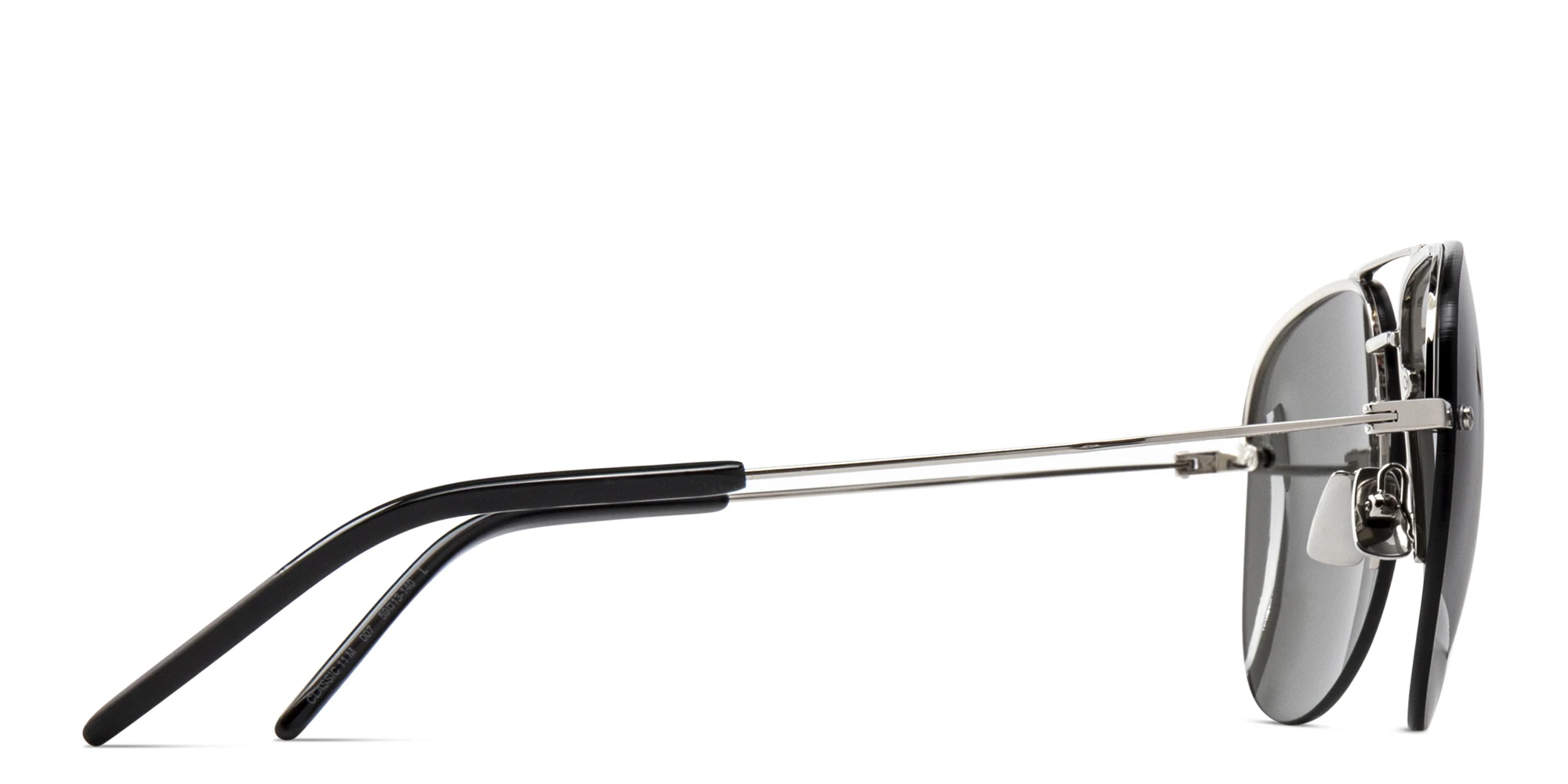 Shop SAINT LAURENT Unisex Half-Rim Aviator Sunglasses in Silver online.