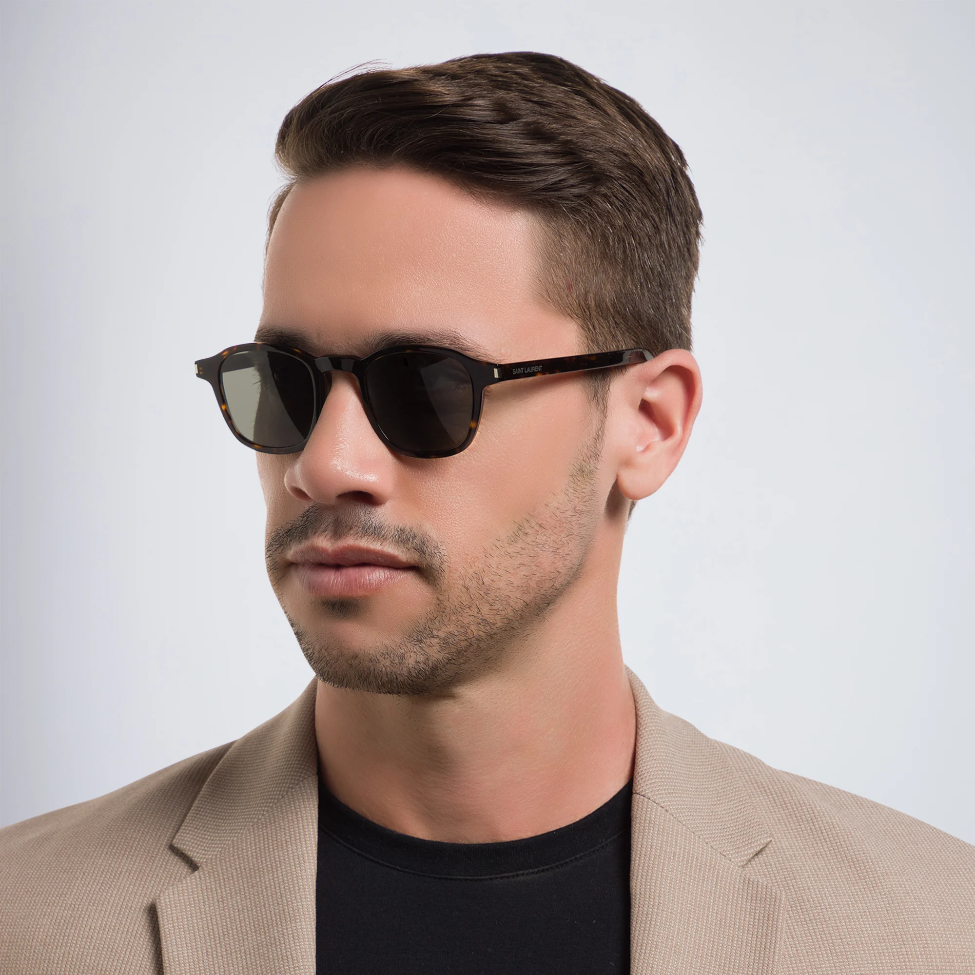 Shop SAINT LAURENT Round Sunglasses in Havana online.