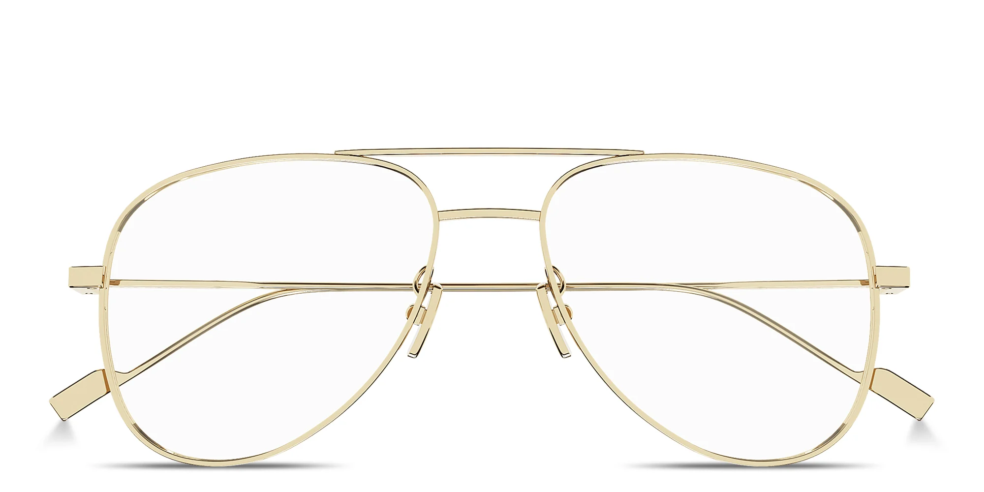 Shop SAINT LAURENT Classic 11 YSL Wide Aviator Eyeglasses in Gold online.