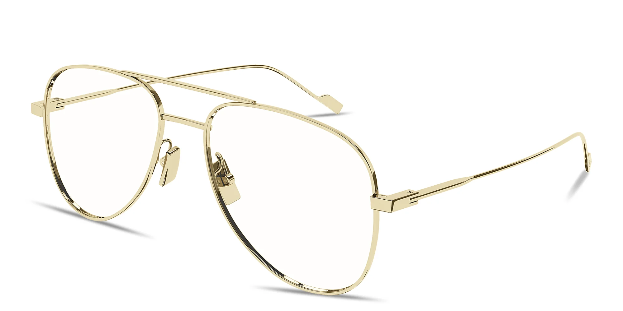Shop SAINT LAURENT Classic 11 YSL Wide Aviator Eyeglasses in Gold online.