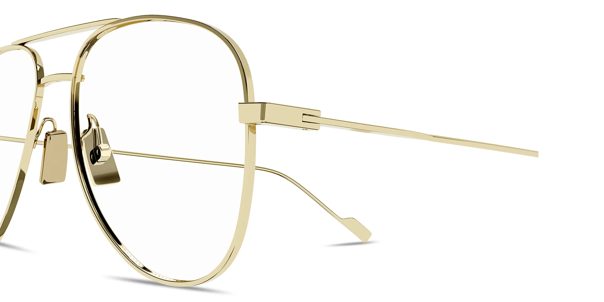 Shop SAINT LAURENT Classic 11 YSL Wide Aviator Eyeglasses in Gold online.