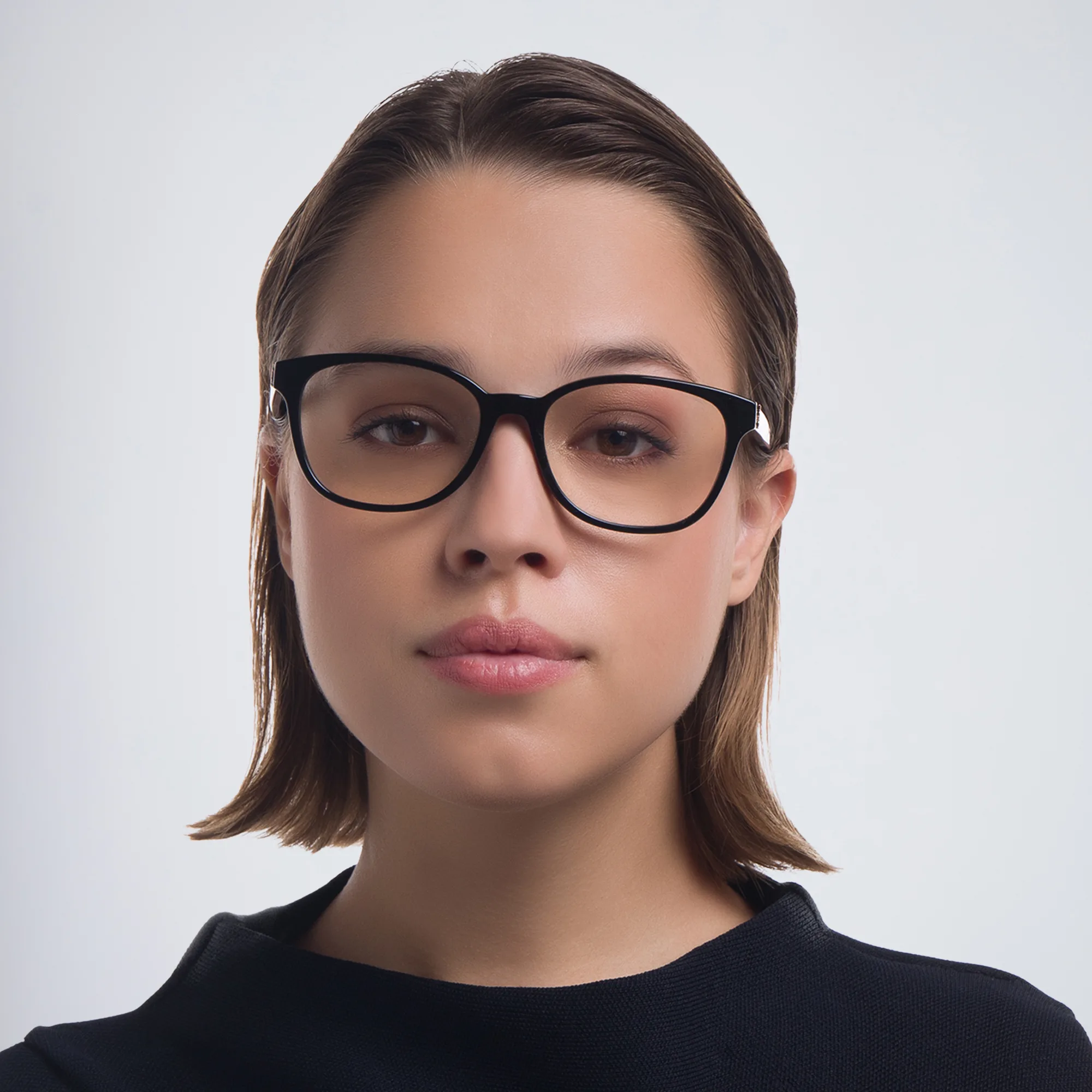 Shop SAINT LAURENT Square Eyeglasses in Black online.