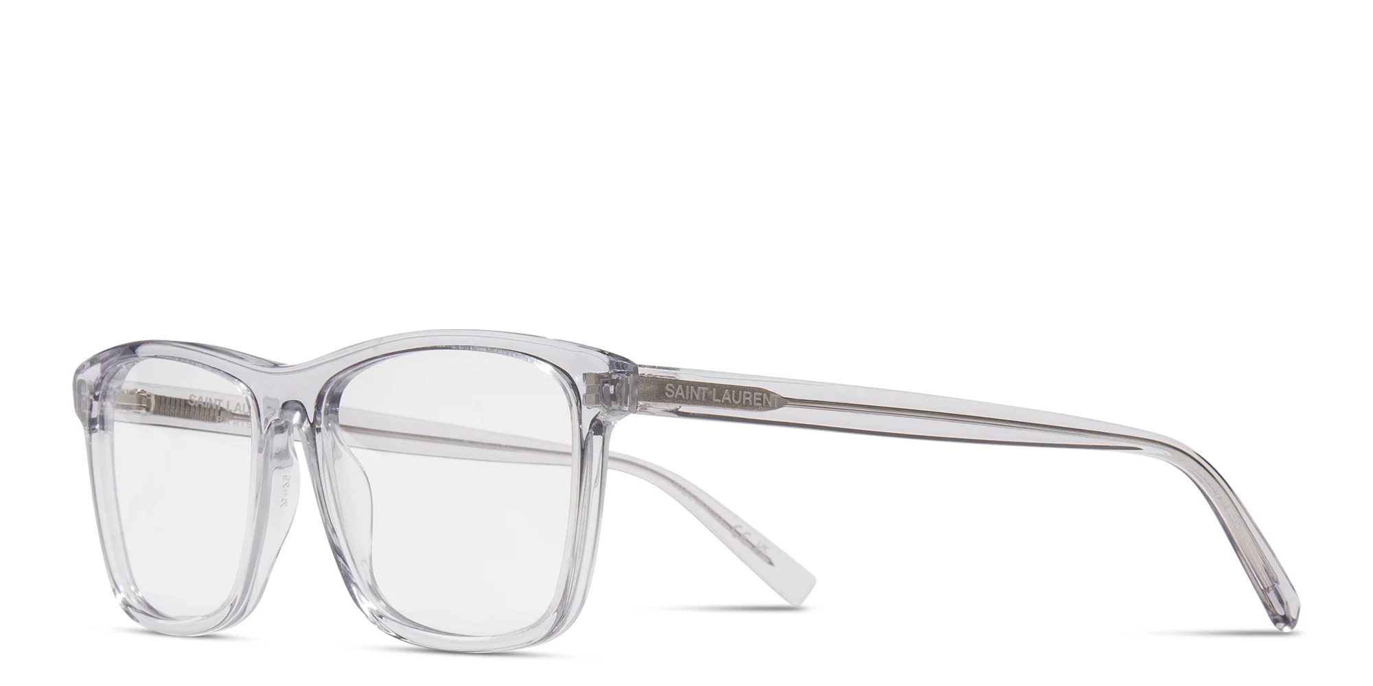 Shop SAINT LAURENT Wide Rectangle Eyeglasses in Grey online.