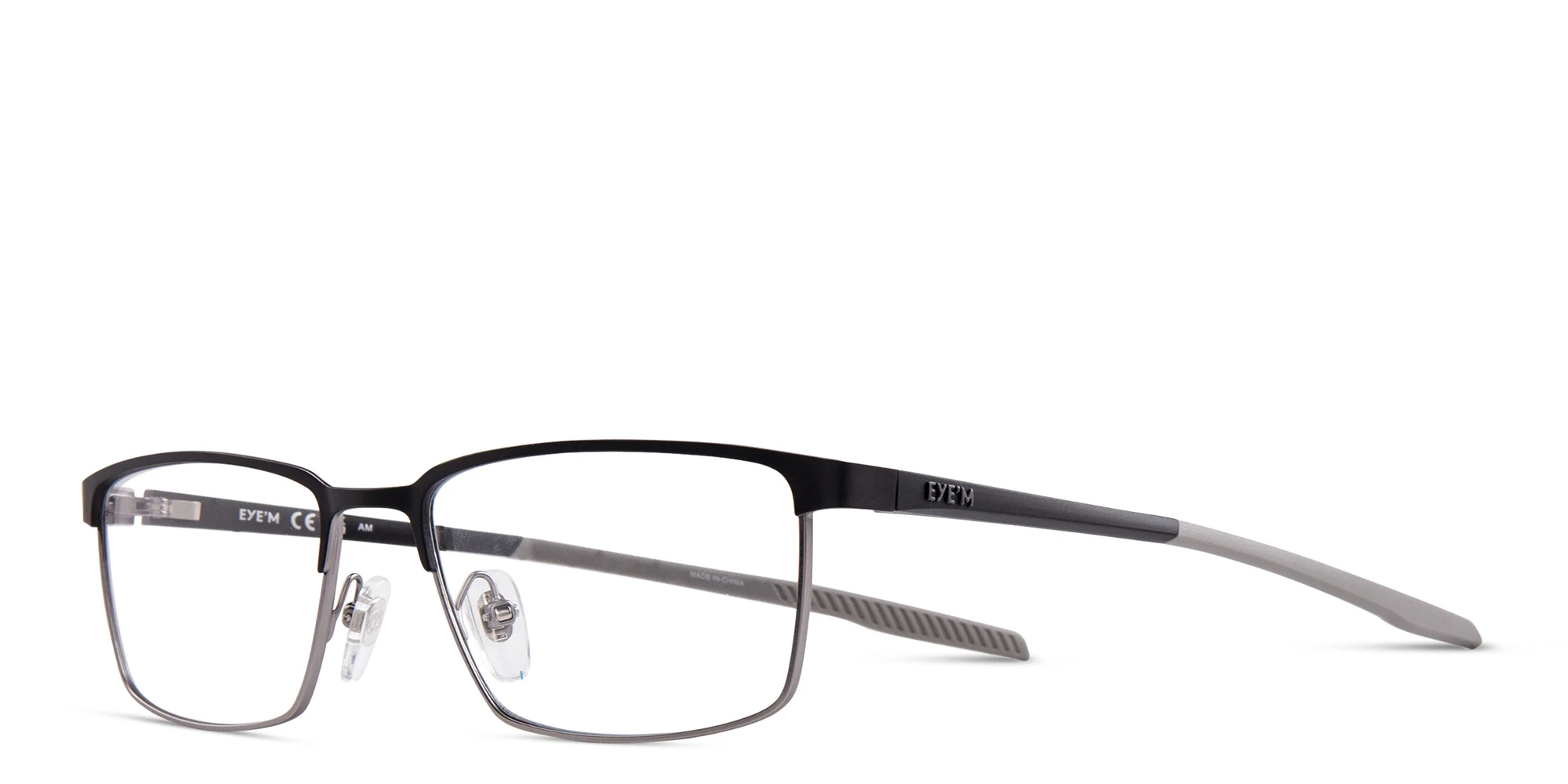 Shop EYE'M Rectangle Eyeglasses in Black & Gunmetal online.