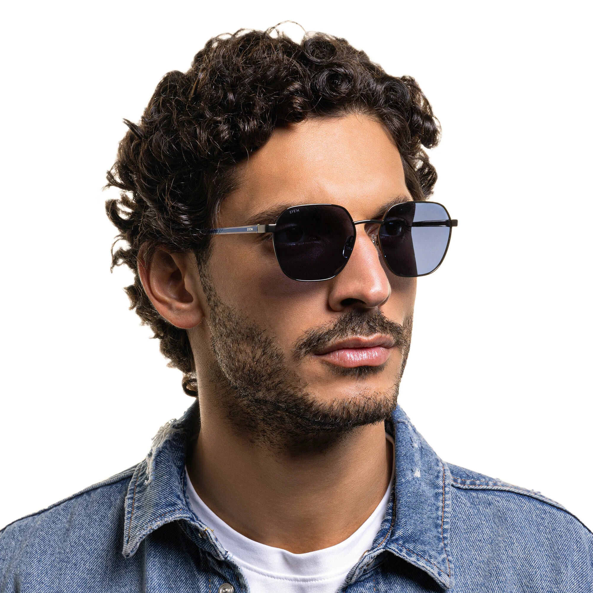 Shop EYE'M Irregular Sunglasses in Silver online.