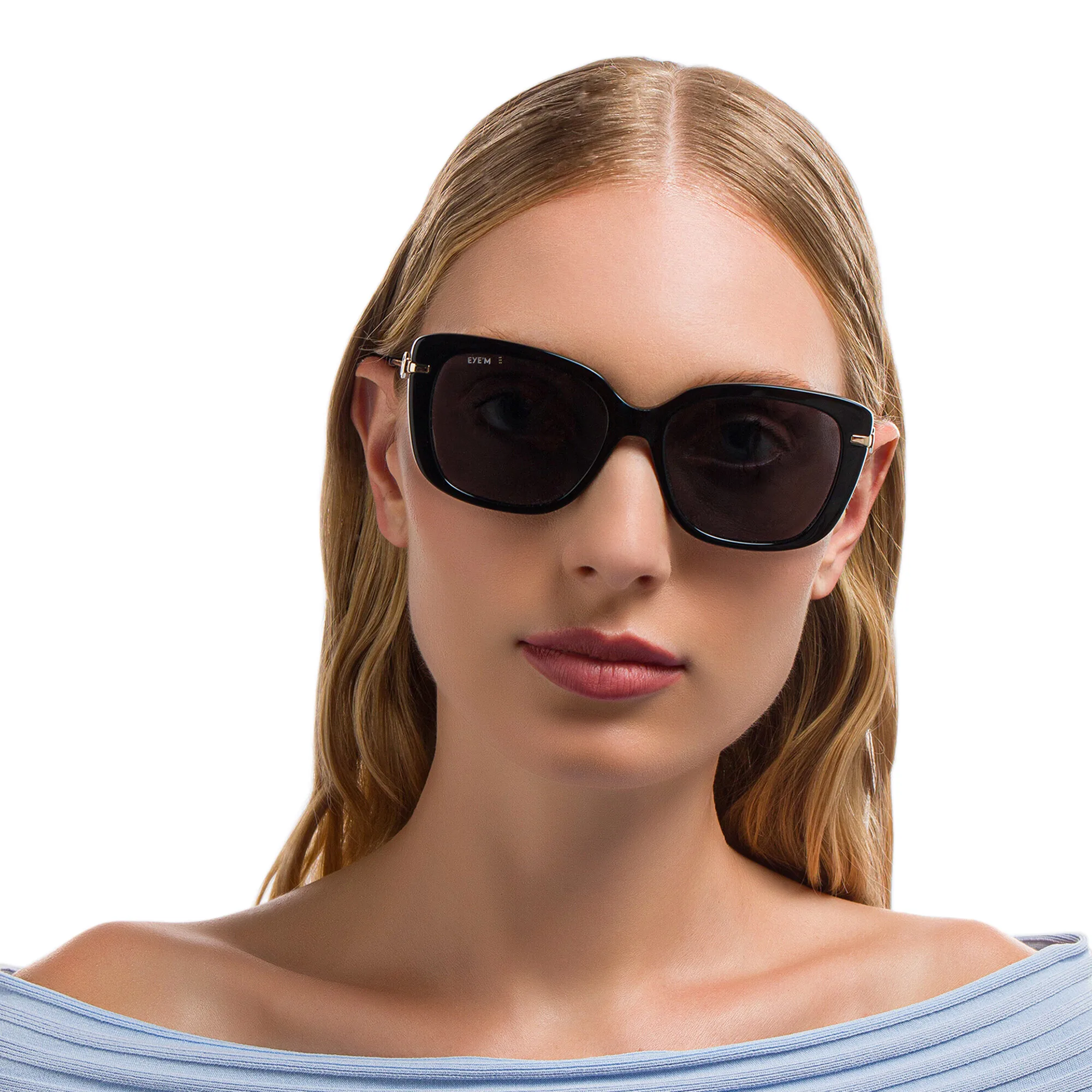 Shop EYE'M Square Sunglasses in Black online.