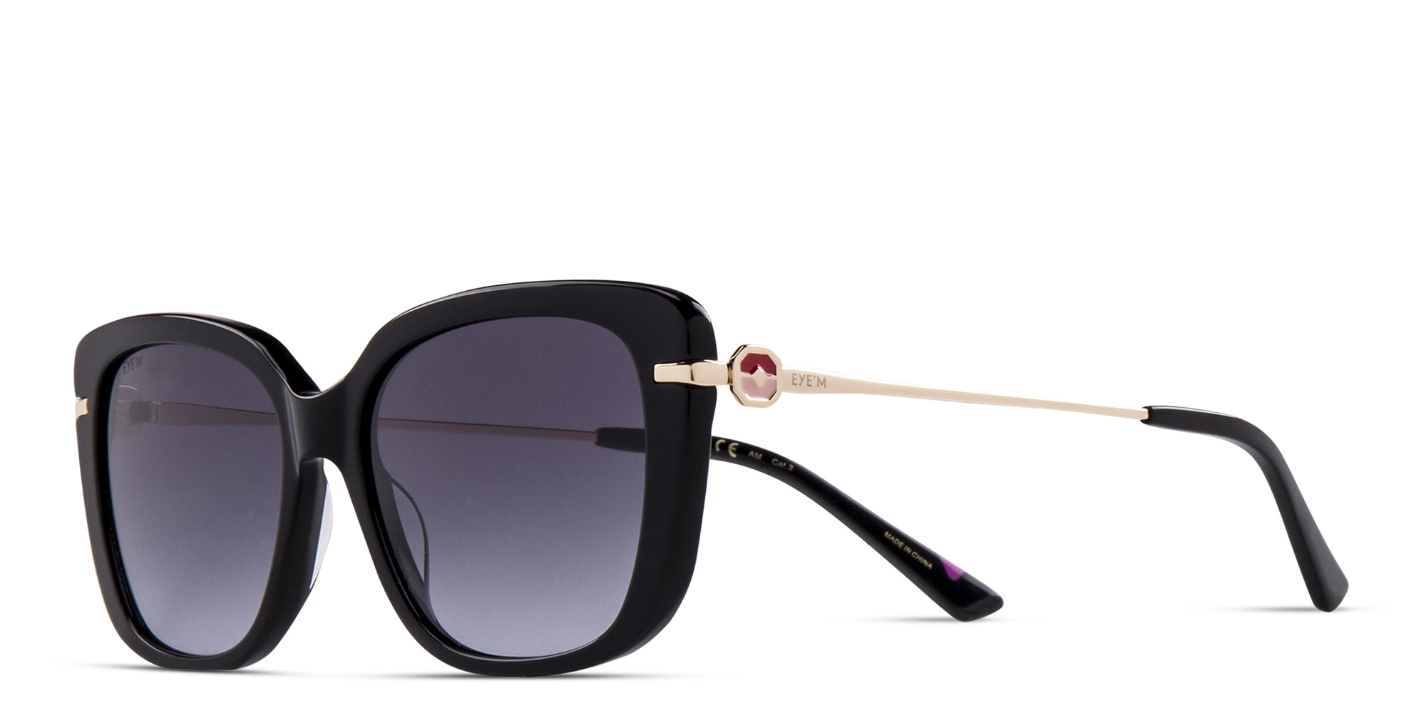 Shop EYE'M Square Sunglasses in Black online.