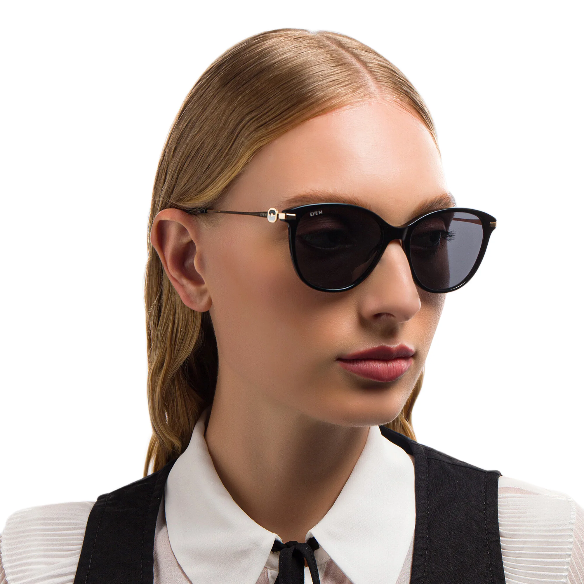 Shop EYE'M Cat-Eye Sunglasses in Black online.