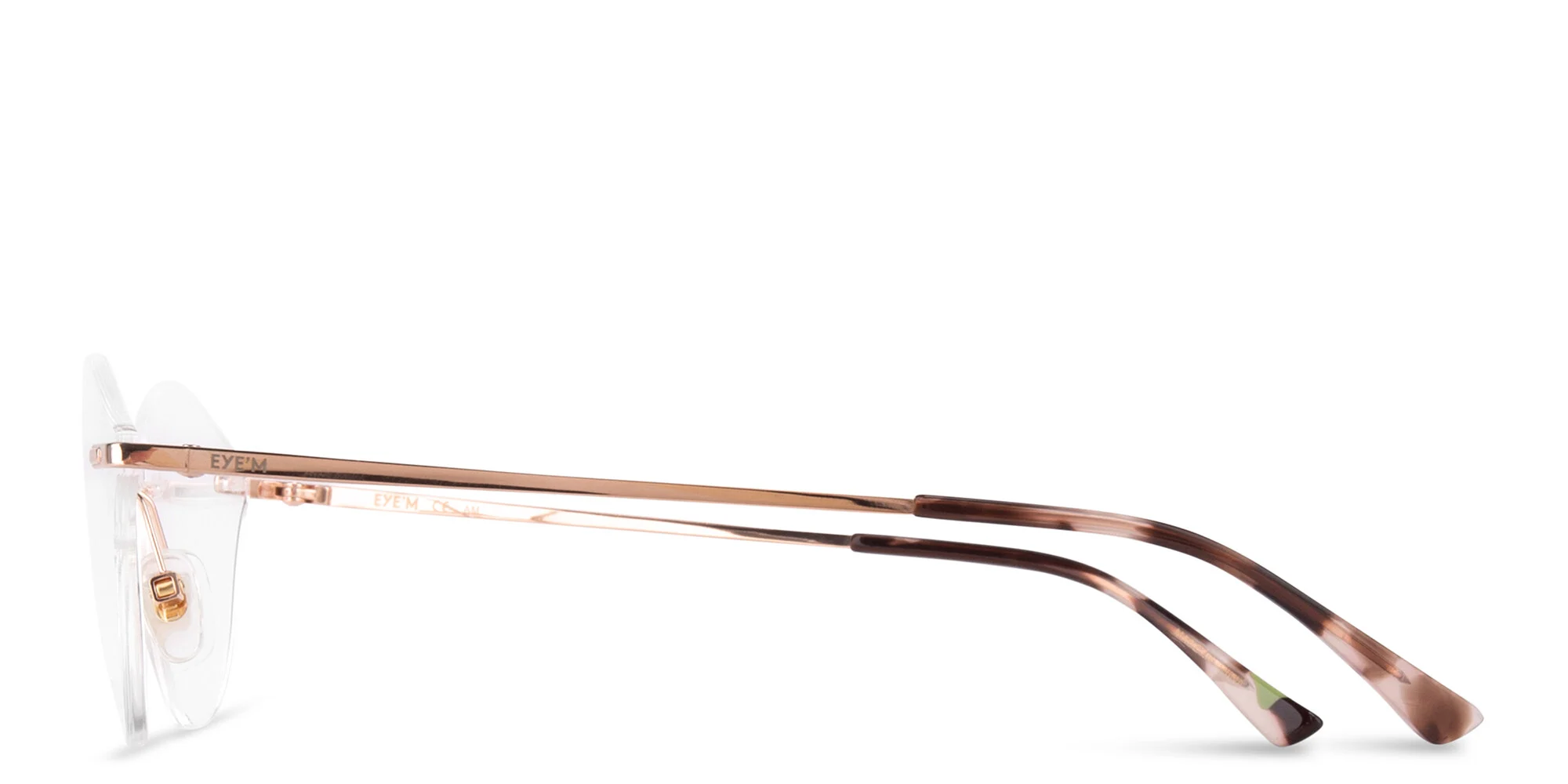 Shop EYE'M Rimless Wide Cat-Eye Eyeglasses in Rose Gold online.