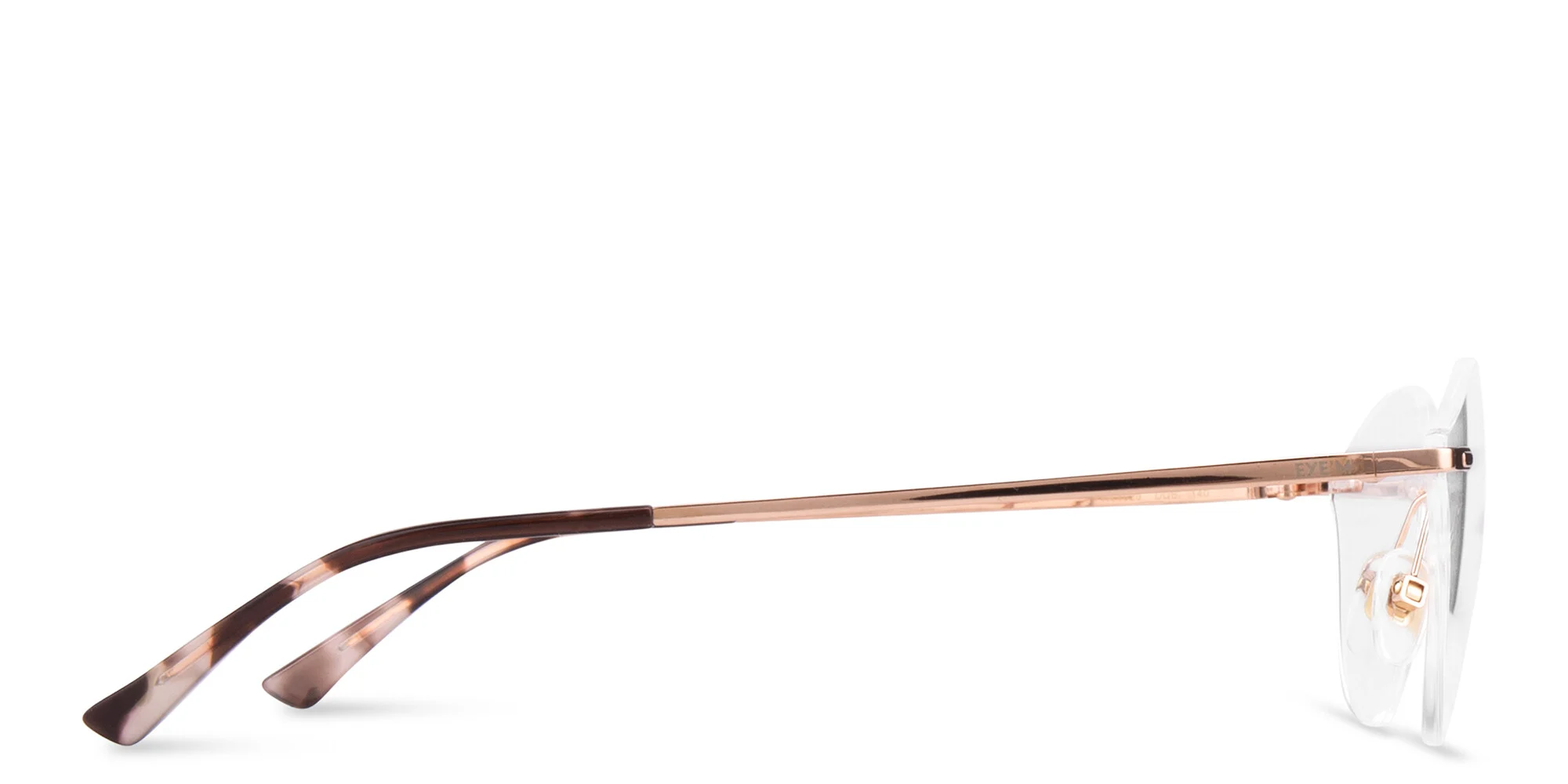 Shop EYE'M Rimless Wide Cat-Eye Eyeglasses in Rose Gold online.