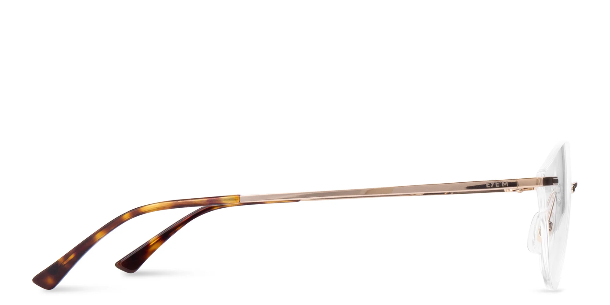 Shop EYE'M Rimless Wide Cat-Eye Eyeglasses in Gold online.