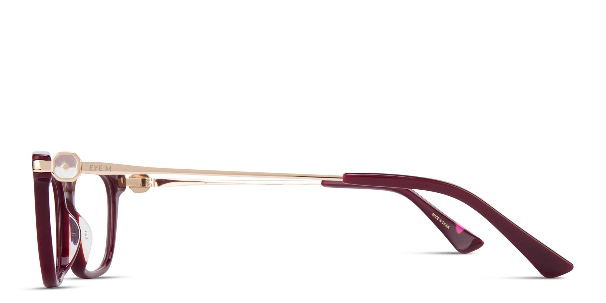 Shop EYE'M Rectangle Eyeglasses in Red online.