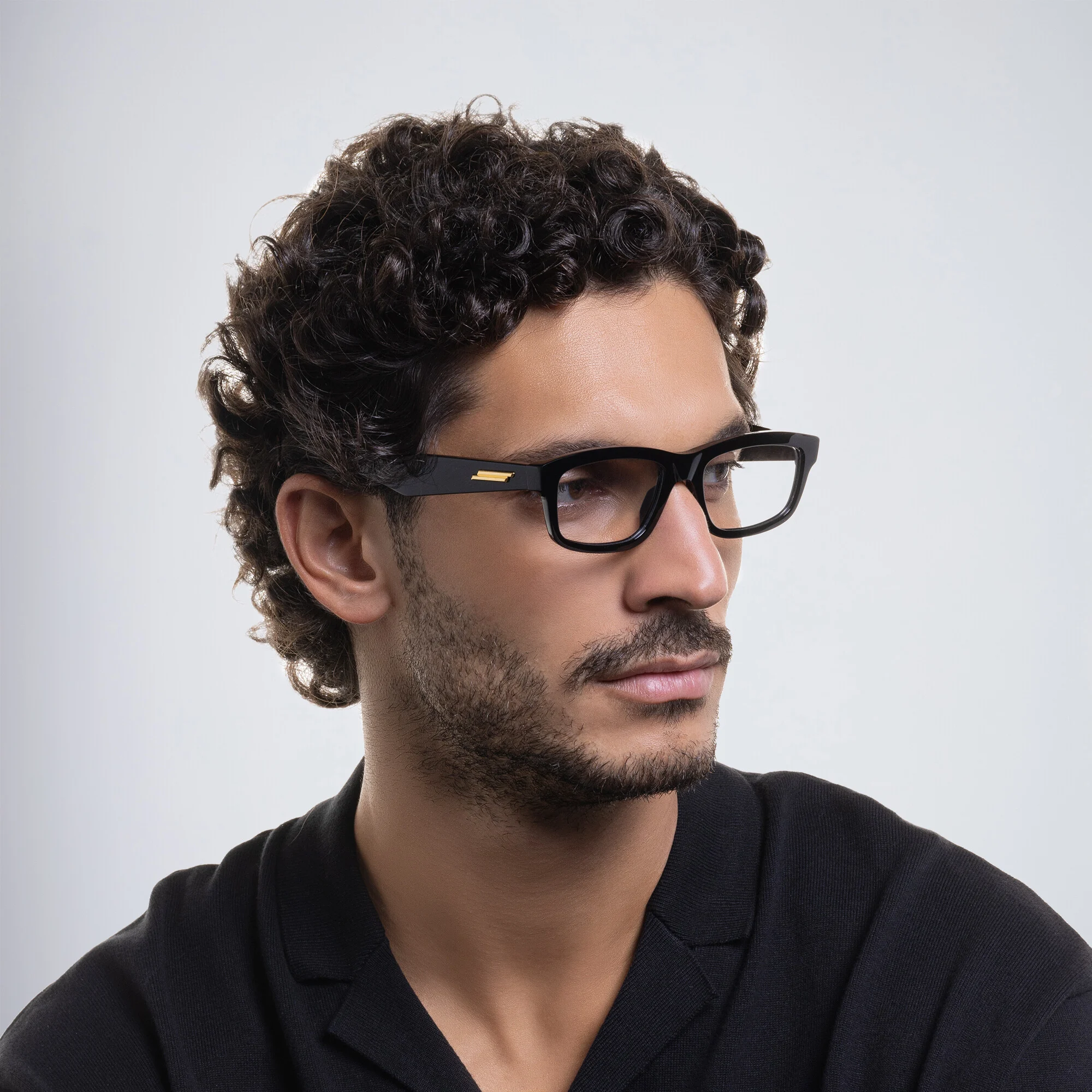 Shop BOTTEGA VENETA Rectangle Eyeglasses in Black online.