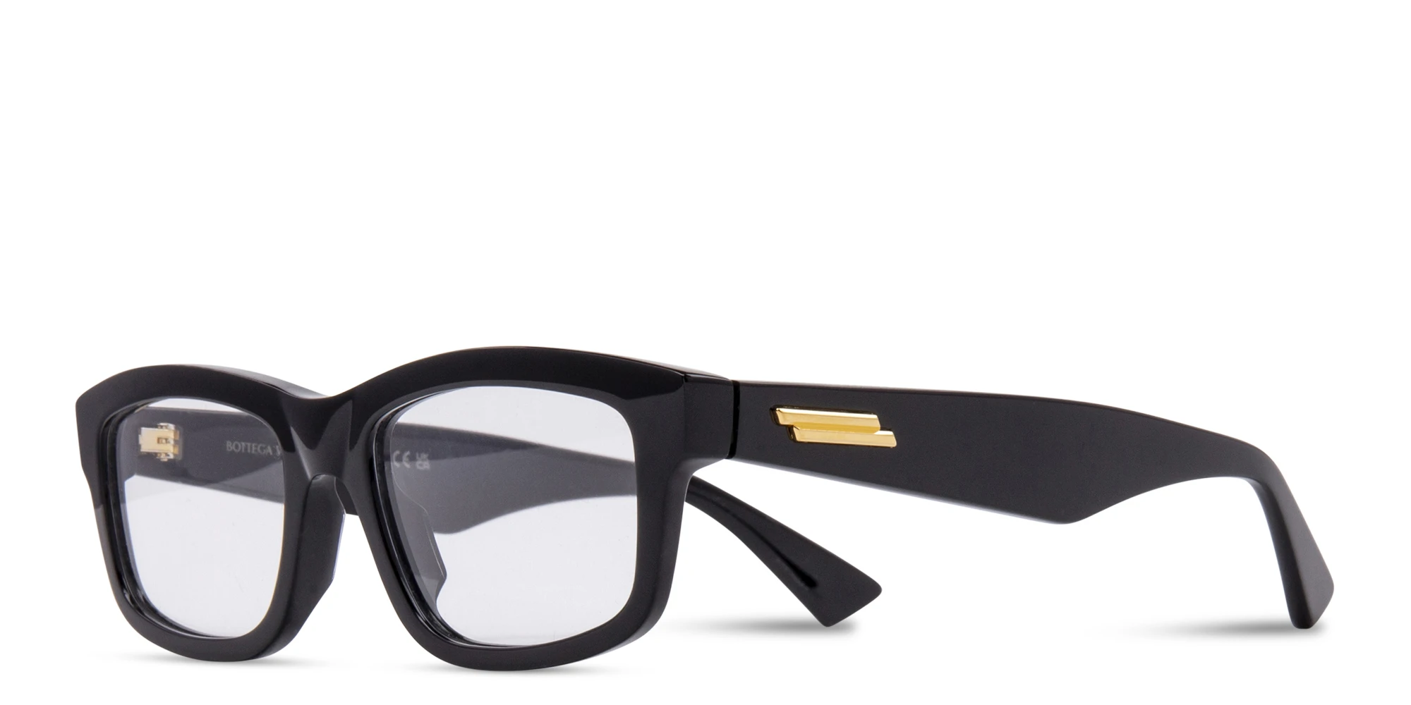 Shop BOTTEGA VENETA Rectangle Eyeglasses in Black online.
