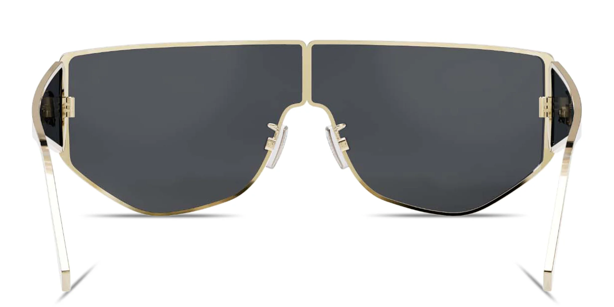 Shop FENDI Logo Signature Wide Mask Sunglasses in Gold online.