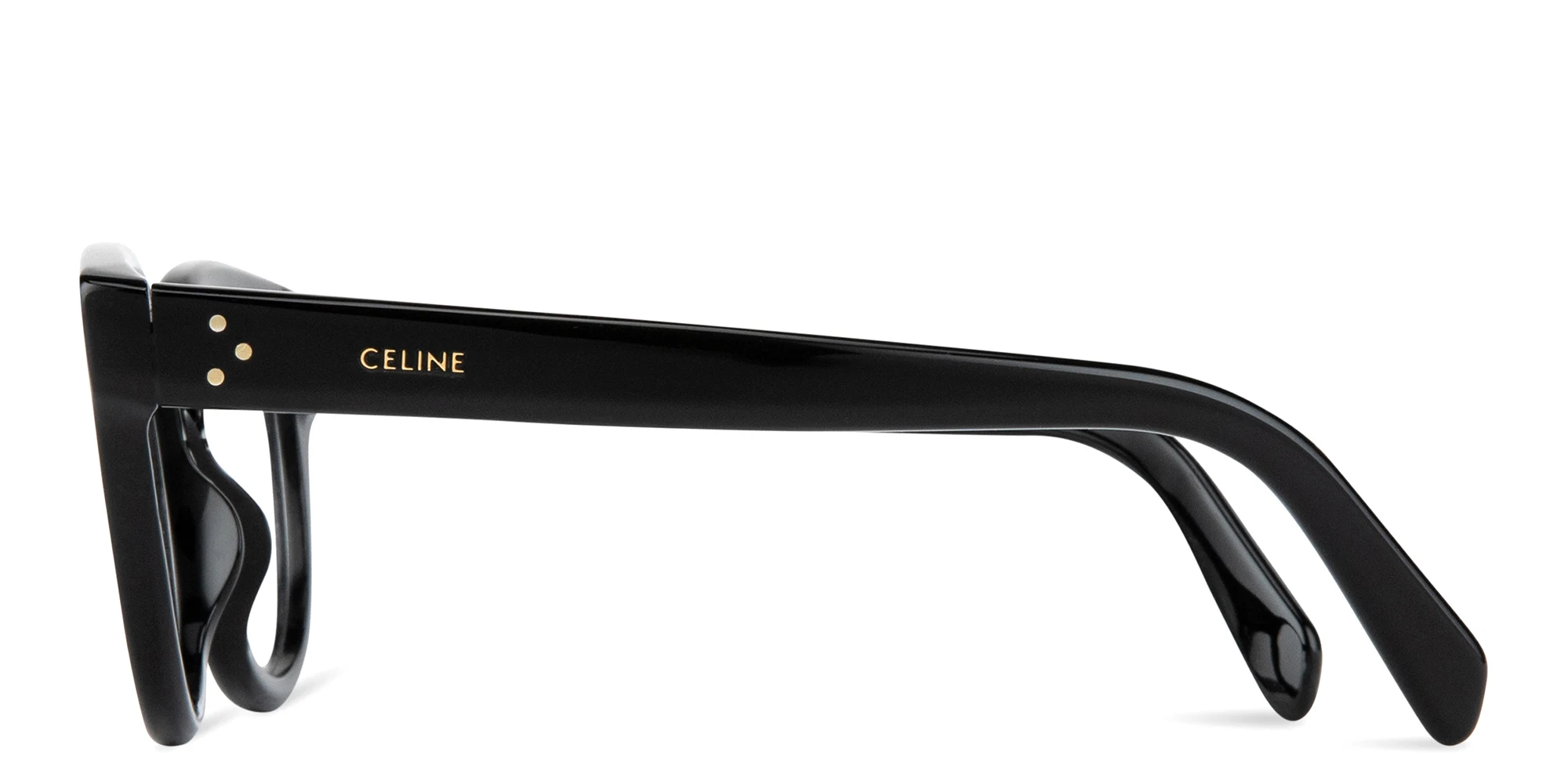 Shop CELINE CELINE 3 Dots Round Eyeglasses in Black online.