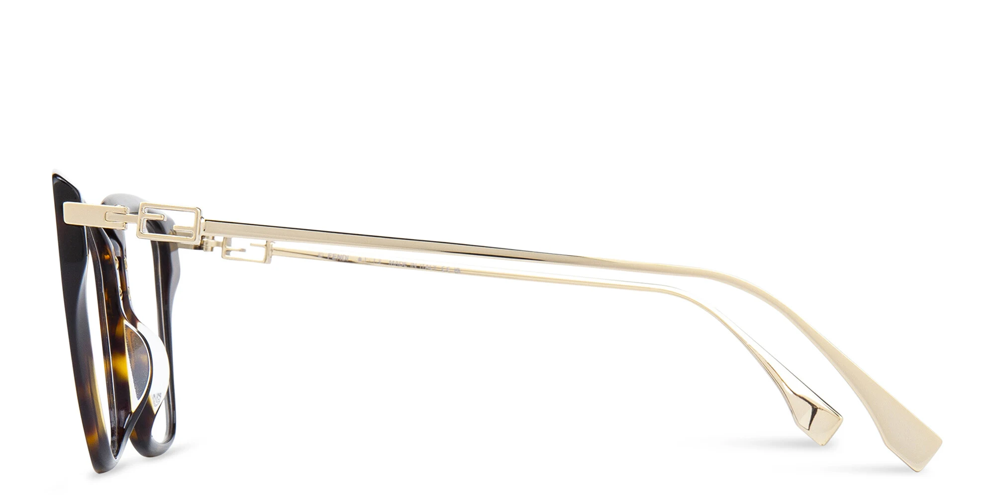 Shop FENDI Baguette Butterfly Eyeglasses in Havana online.