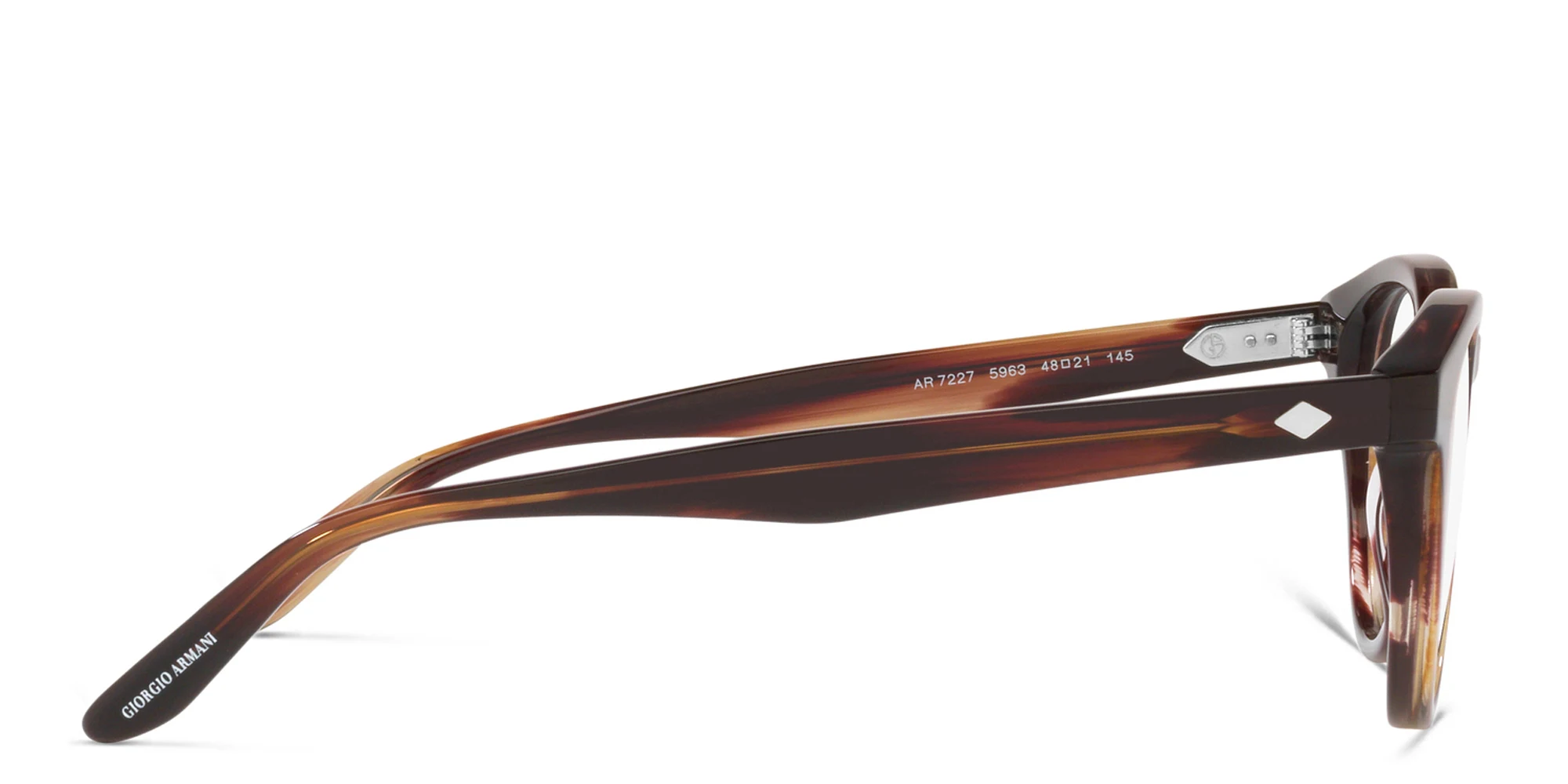 Shop GIORGIO ARMANI Panthos Eyeglasses in Striped Brown online.