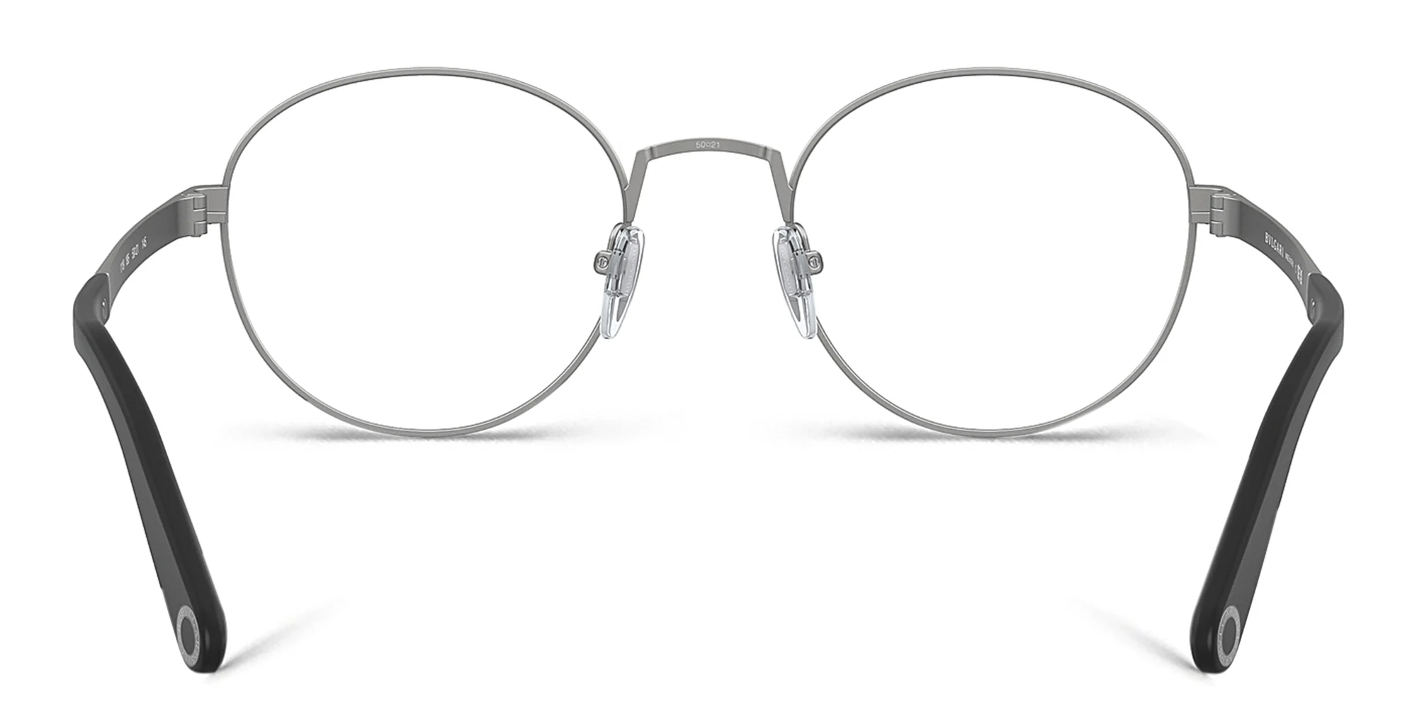 Shop BVLGARI Round Eyeglasses in Matte Gunmetal online.