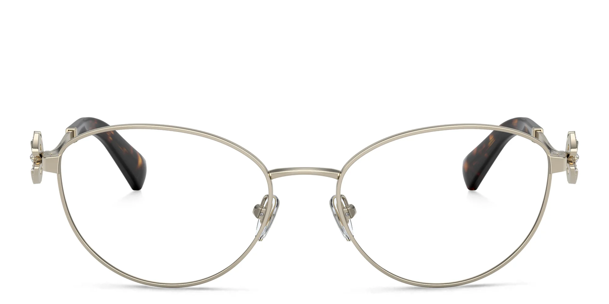 Shop BVLGARI Round Eyeglasses in Pale Gold online.