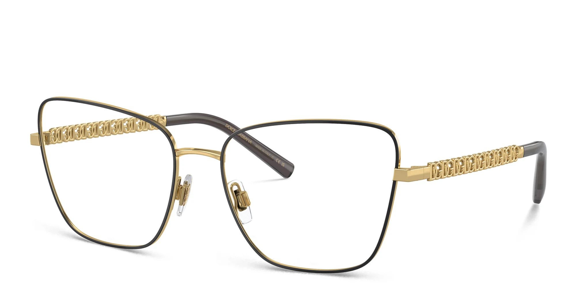 Shop Dolce & Gabbana Butterfly Eyeglasses in Gold/Matte Black online.