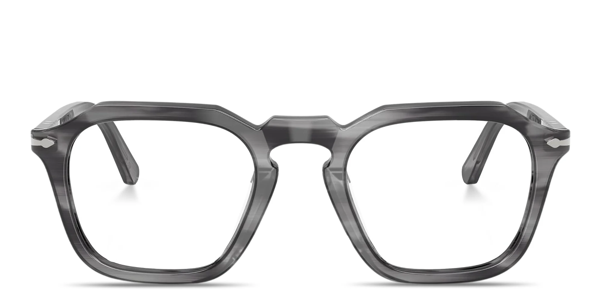 تسوق نظارات طبية مربّعة بشعار السهم للجنسين بيرسول بلون رمادي مخطط أونلاين.