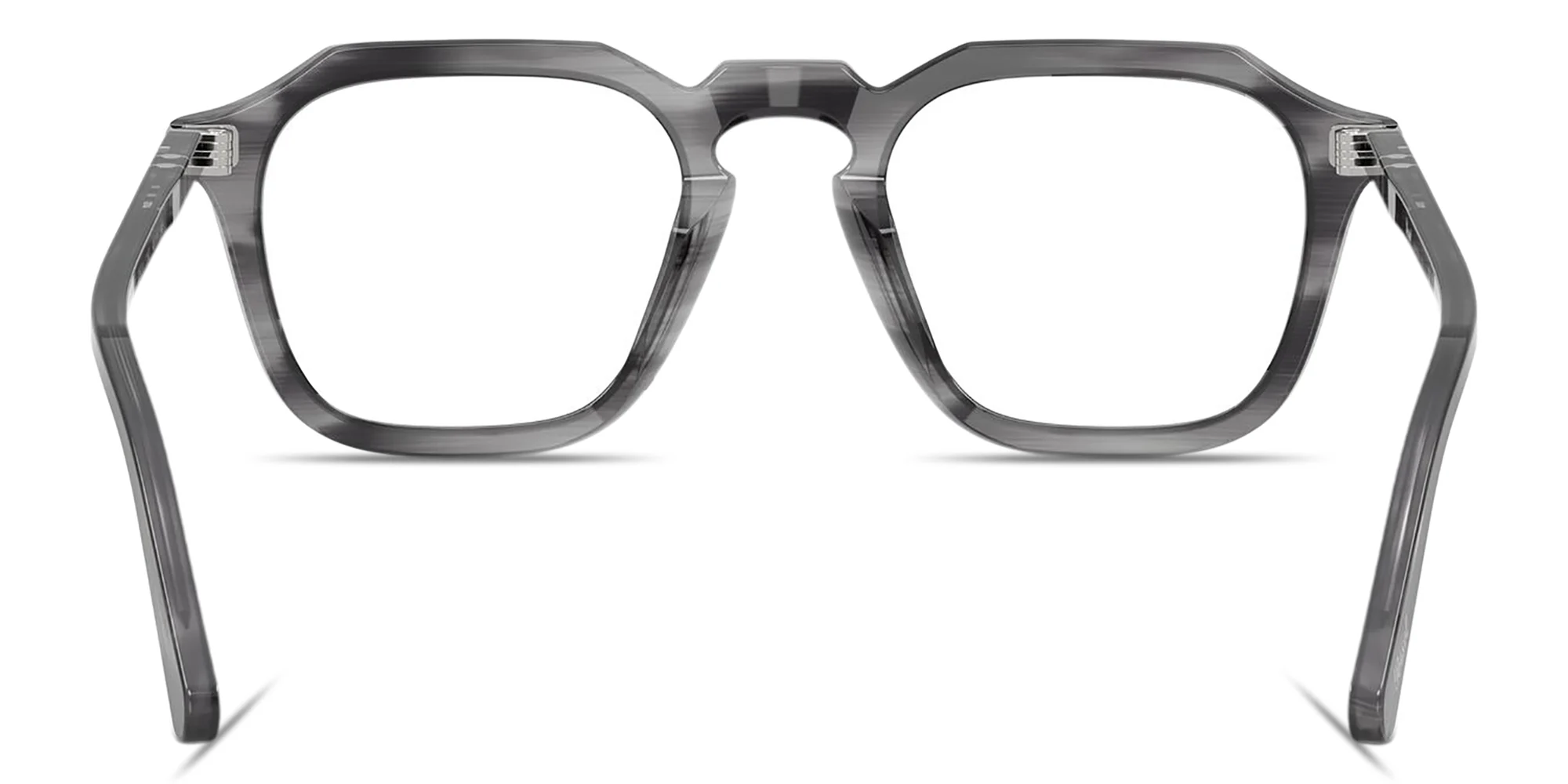 Shop PERSOL Arrow Unisex Square Eyeglasses in Striped Grey online.