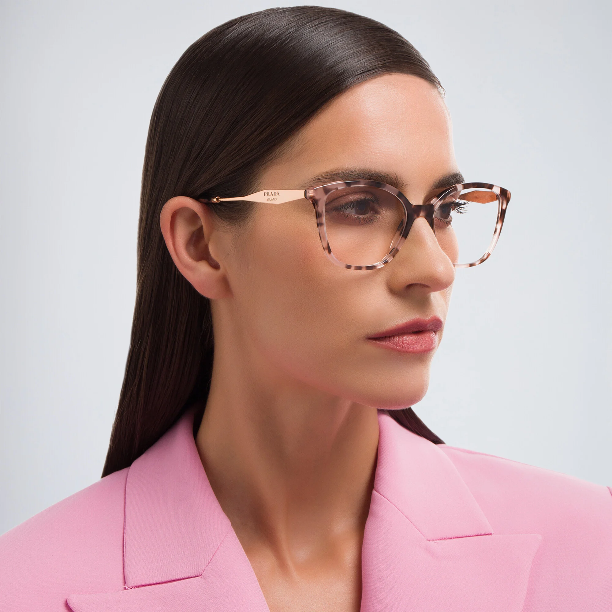 Shop PRADA Butterfly Eyeglasses in Pink Tortoise online.
