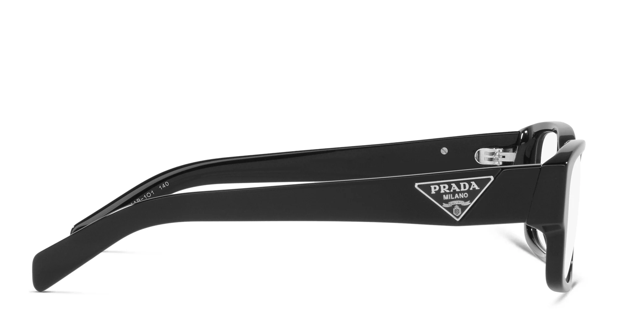 Shop PRADA Wide Rectangle Eyeglasses in Black online.