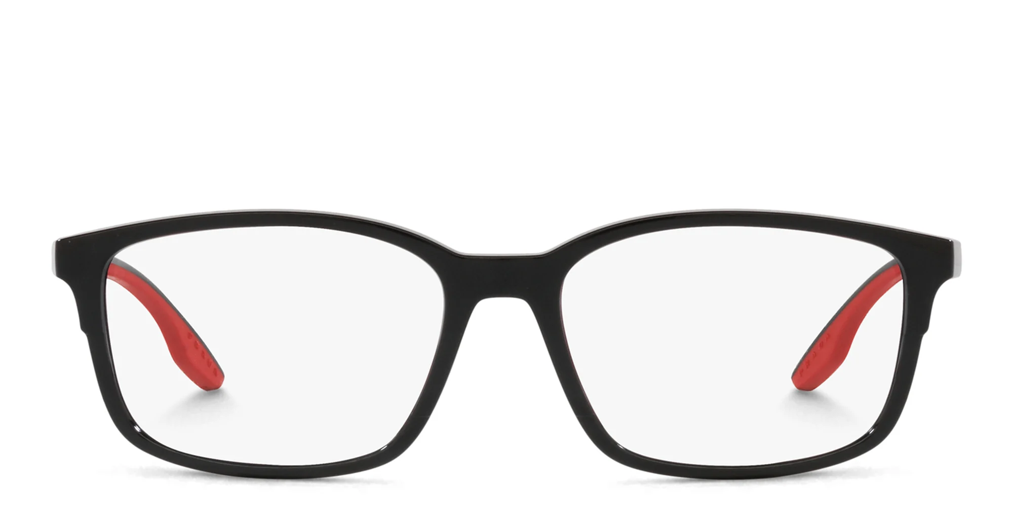 Shop Prada Linea Rossa Wide Pillow Eyeglasses in Black online.