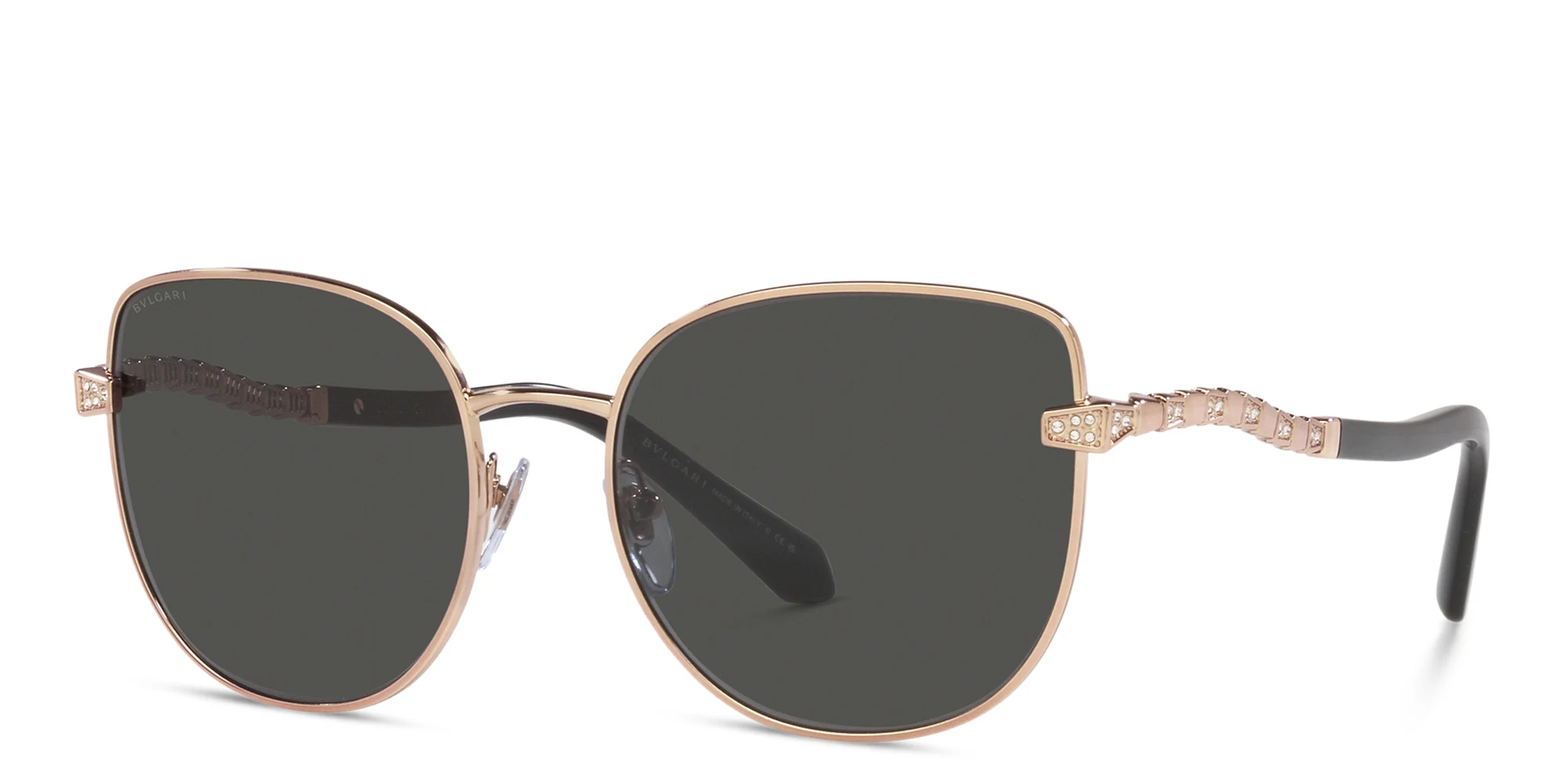 Shop BVLGARI Cat-Eye Sunglasses in Pink Gold online.