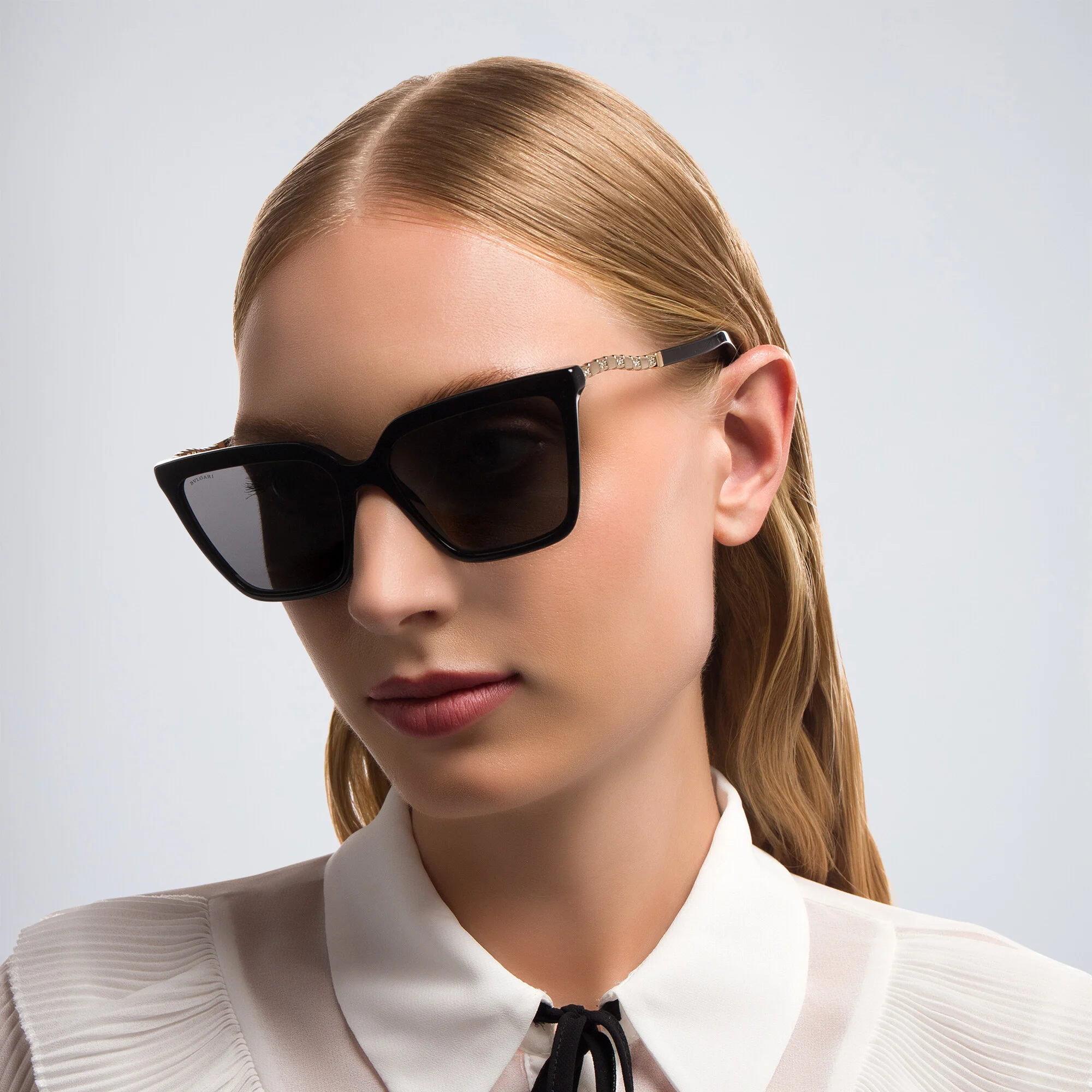 Shop BVLGARI Cat-Eye Sunglasses in Black online.