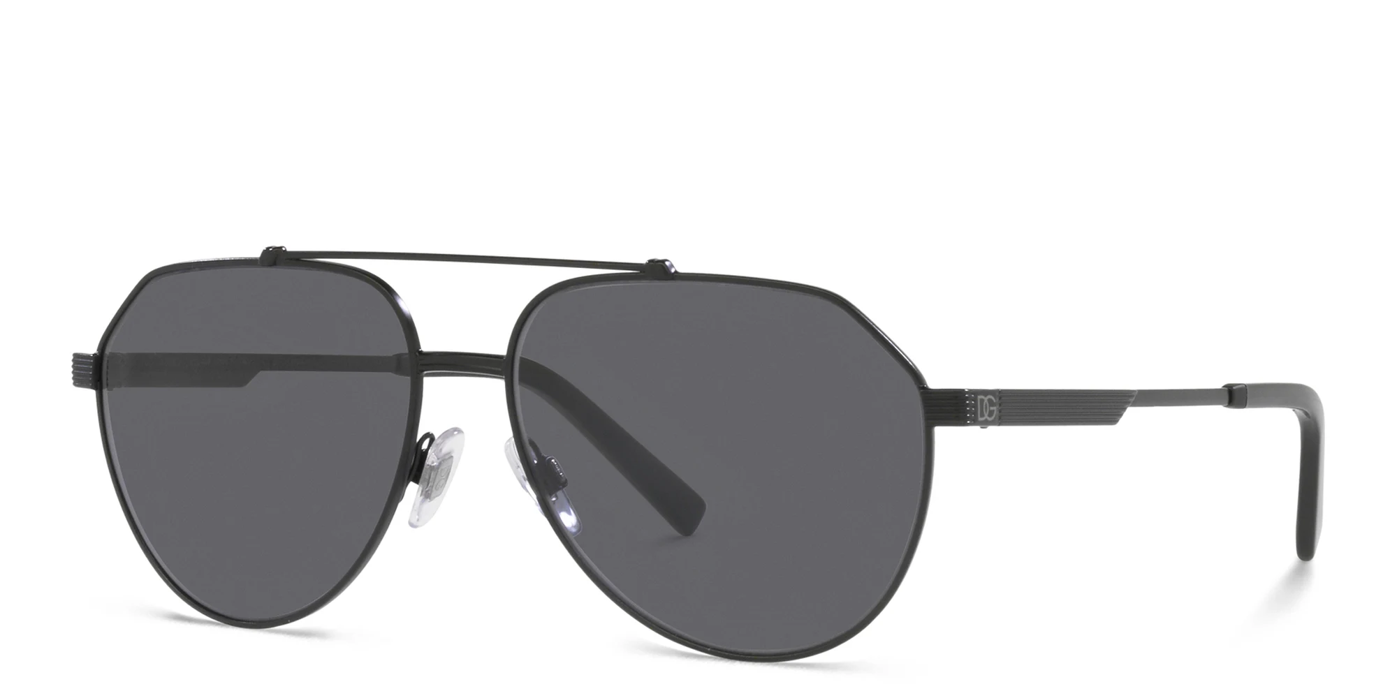 Shop Dolce & Gabbana Pilot Sunglasses in Matte Black online.
