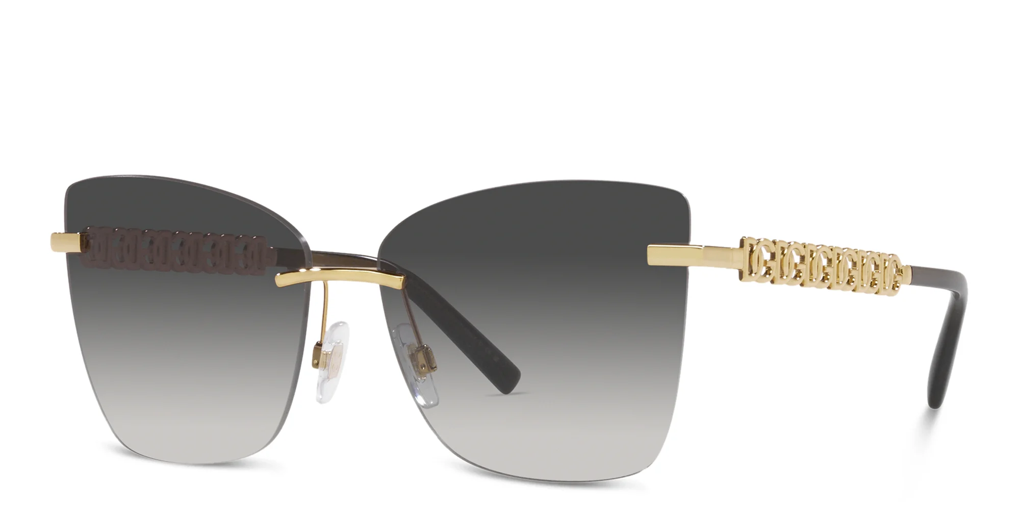 Shop Dolce & Gabbana Rimless Butterfly Sunglasses in Gold online.
