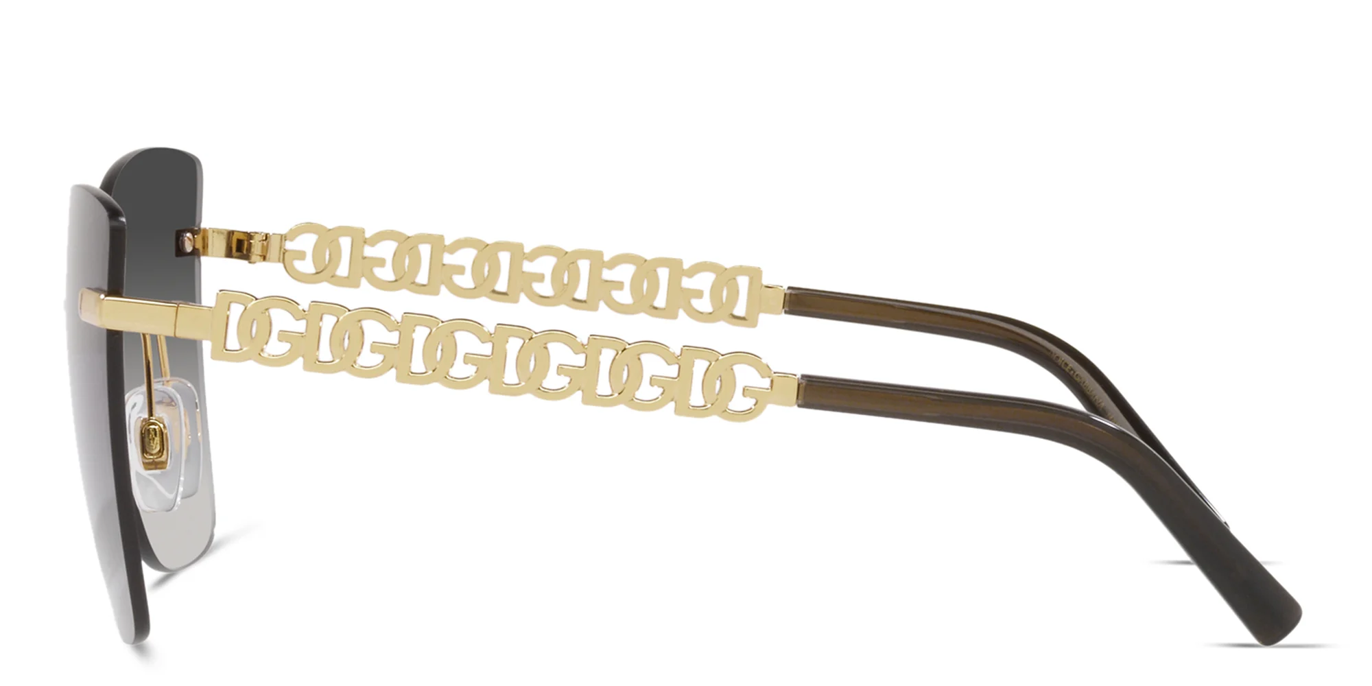 Shop Dolce & Gabbana Rimless Butterfly Sunglasses in Gold online.