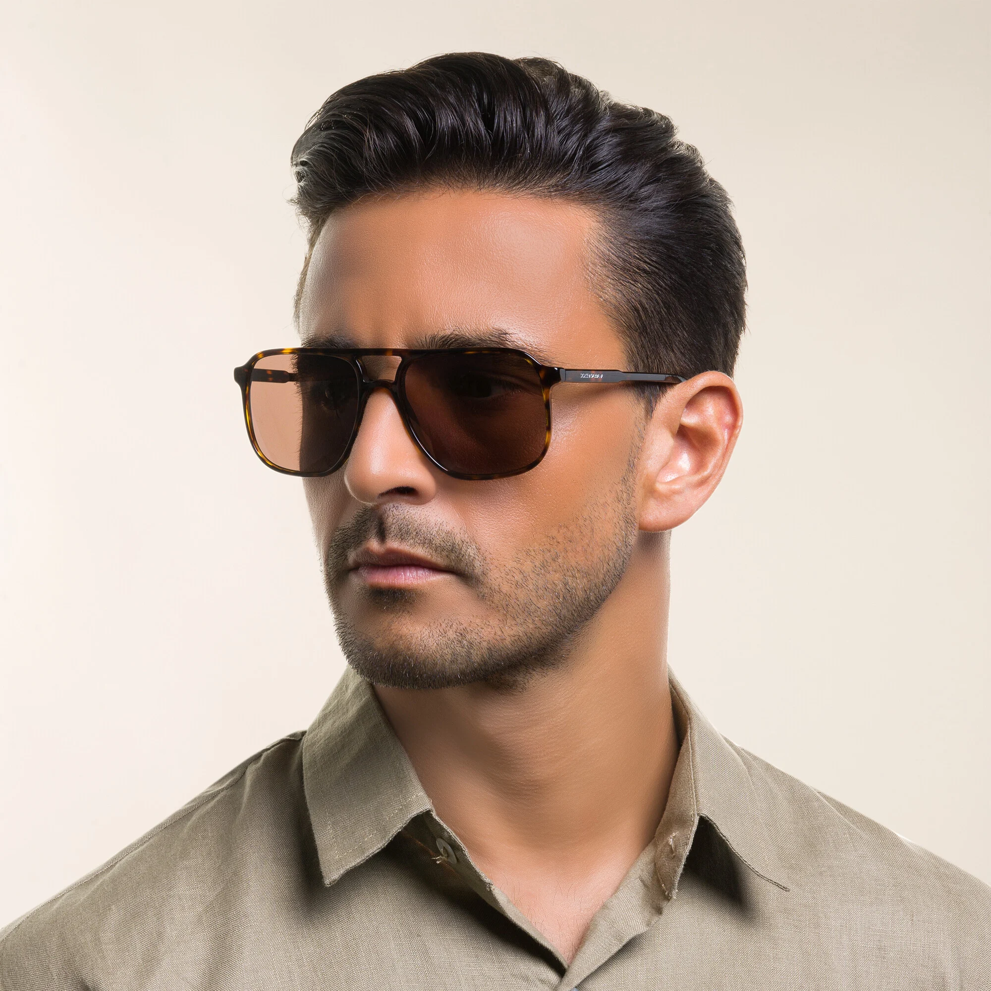 Shop Dolce & Gabbana Pilot Sunglasses in Havana online.