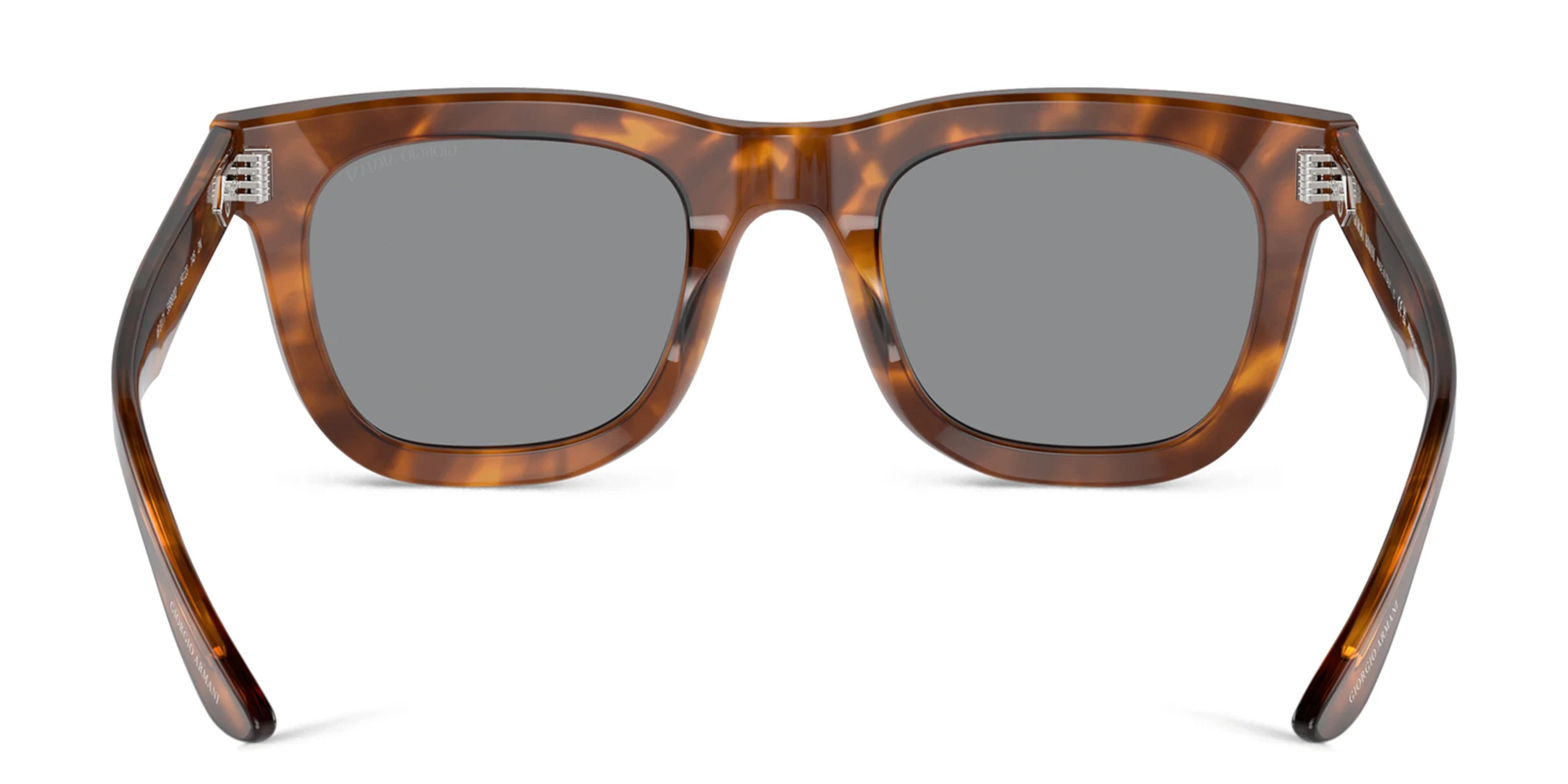 Shop GIORGIO ARMANI Diamond-Shaped Rivets Rectangle Sunglasses in Red Havana online.