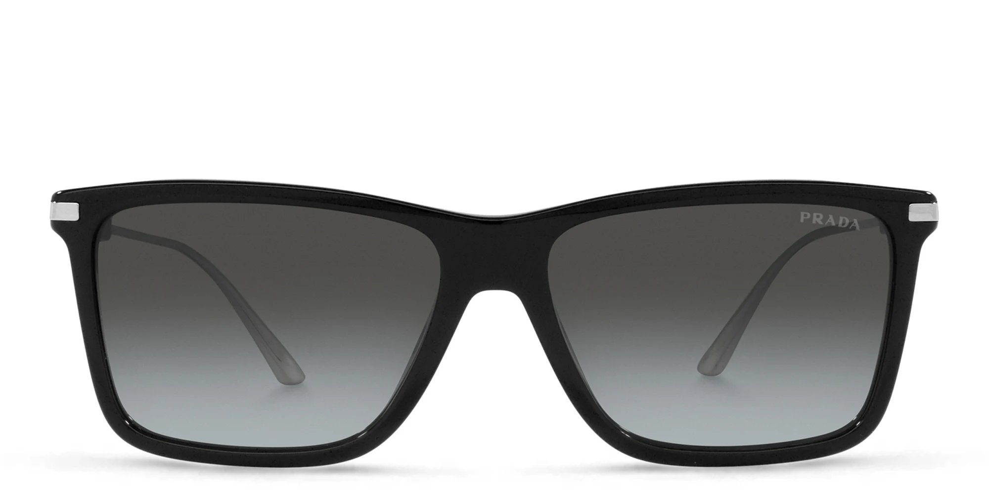 Shop PRADA Rectangle Sunglasses in Black online.