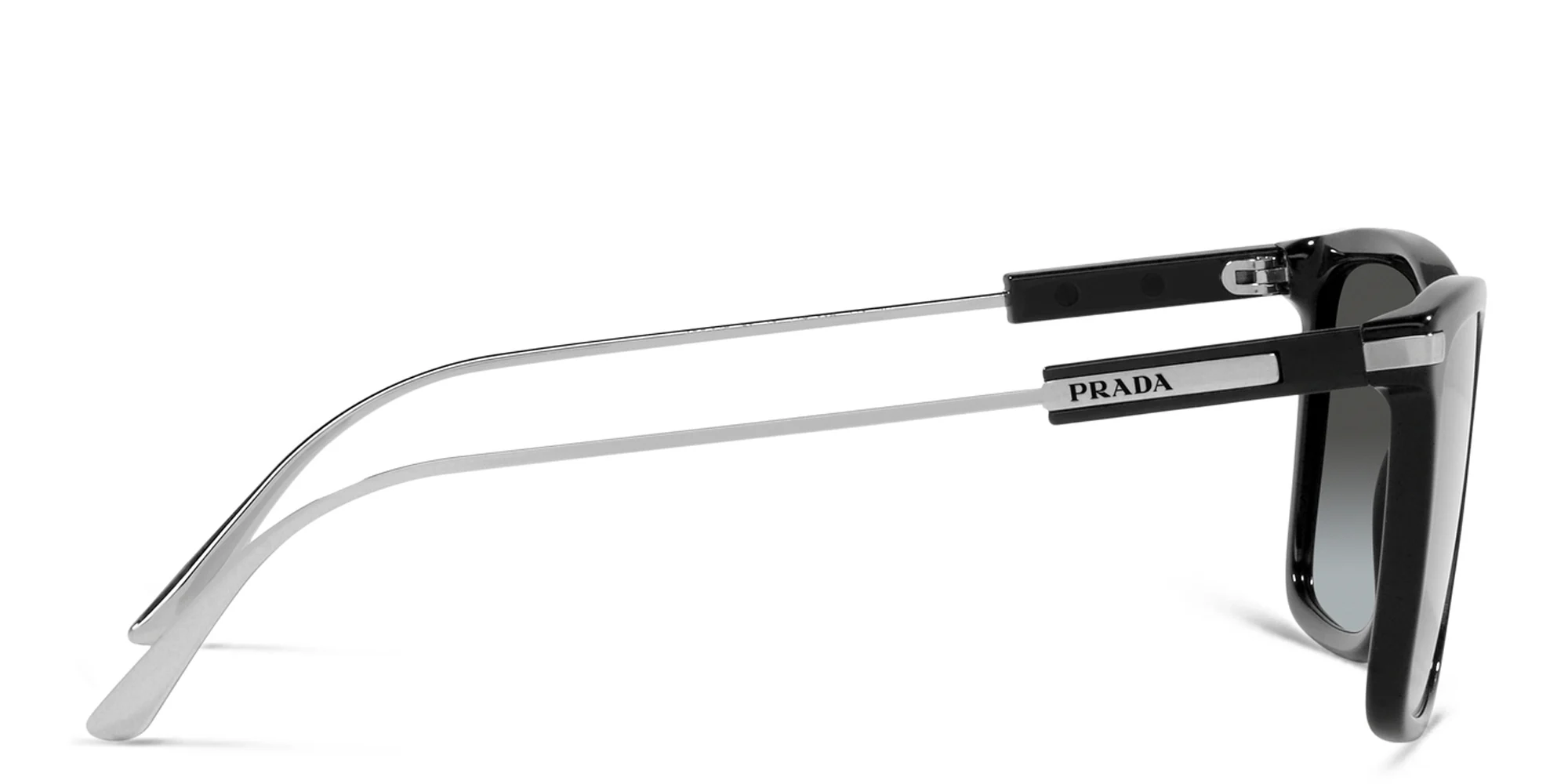 Shop PRADA Rectangle Sunglasses in Black online.