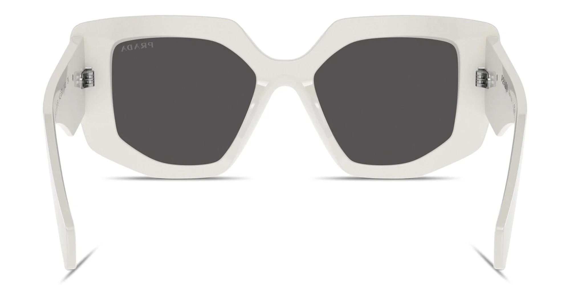 Shop PRADA Triangle Logo Irregular Sunglasses in White online.